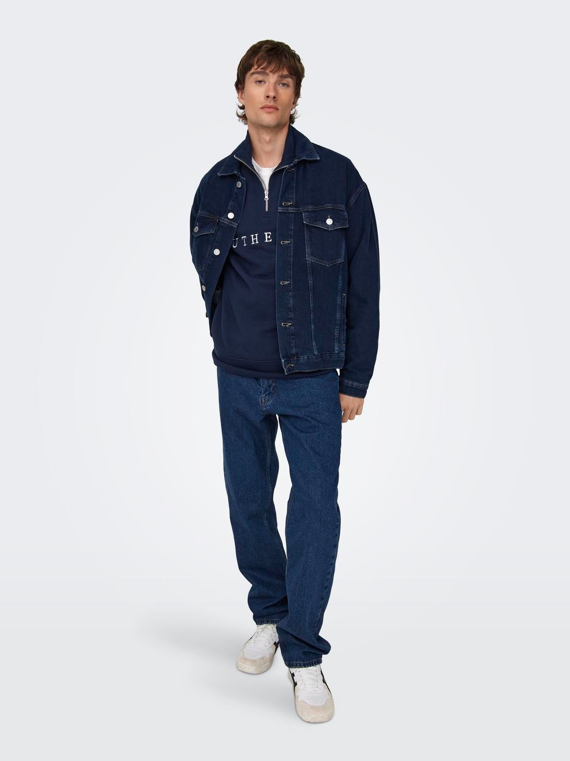 ONLY & SONS Regular Fit High neck Sweatshirt -Navy Blazer - 22028797