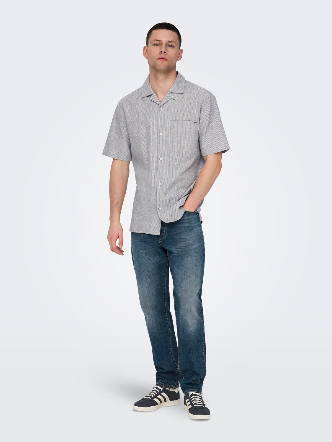 ONLY & SONS Chemises Relaxed Fit Col resort -Bering Sea - 22028833