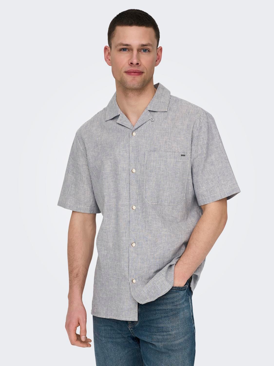 ONLY & SONS Relaxed Fit Resort collar Shirt -Bering Sea - 22028833