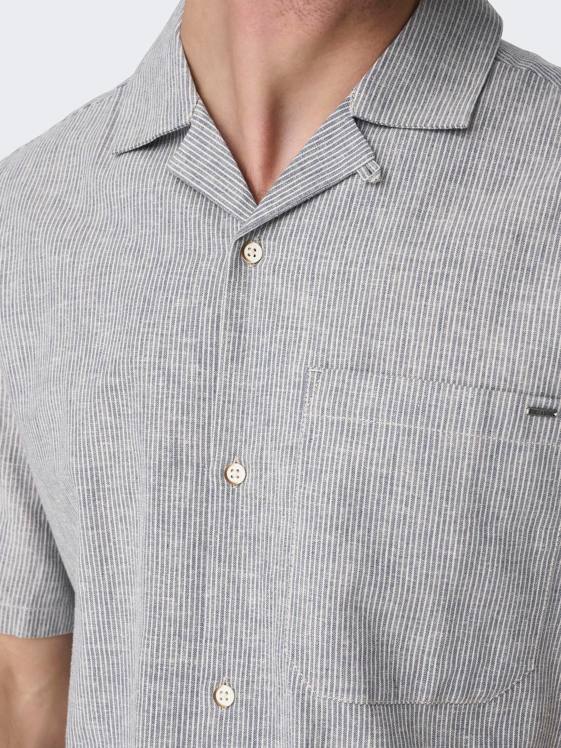 ONLY & SONS Camisas Corte relaxed Cuello cubano -Bering Sea - 22028833