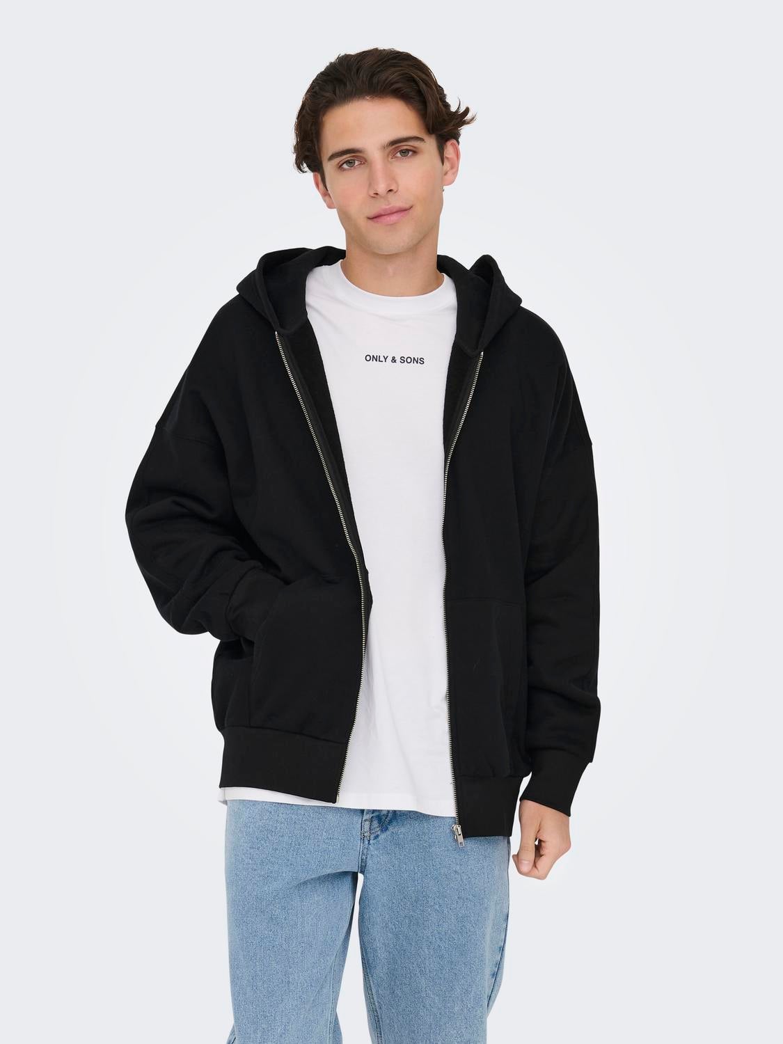 Relaxed Fit Hoodie Sweatshirt | Black | ONLY & SONS®