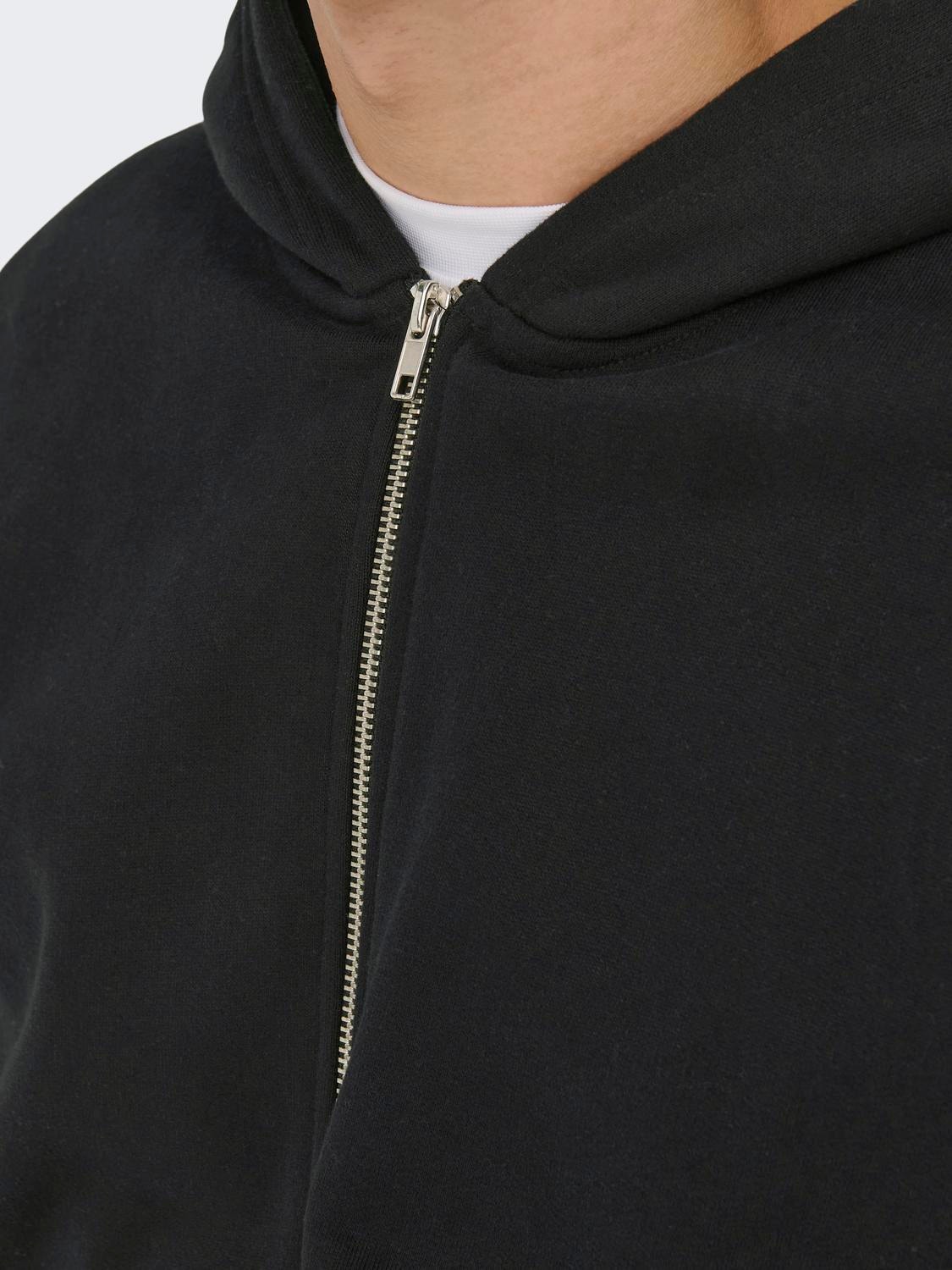 ONLY & SONS Hoodie with full zip -Black - 22028837