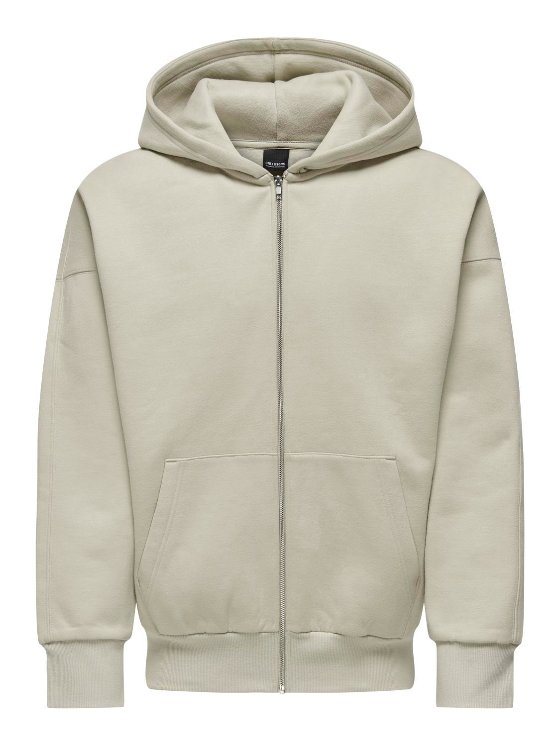 ONLY & SONS Hoodie with full zip -Silver Lining - 22028837