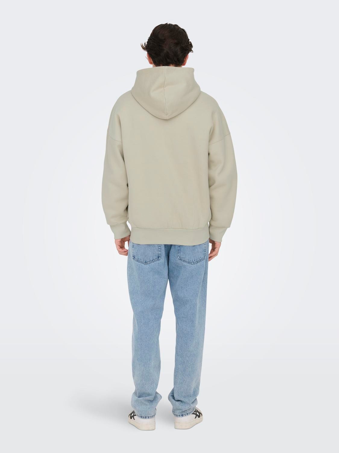 ONLY & SONS Relaxed Fit Hettegenser Sweatshirt -Silver Lining - 22028837