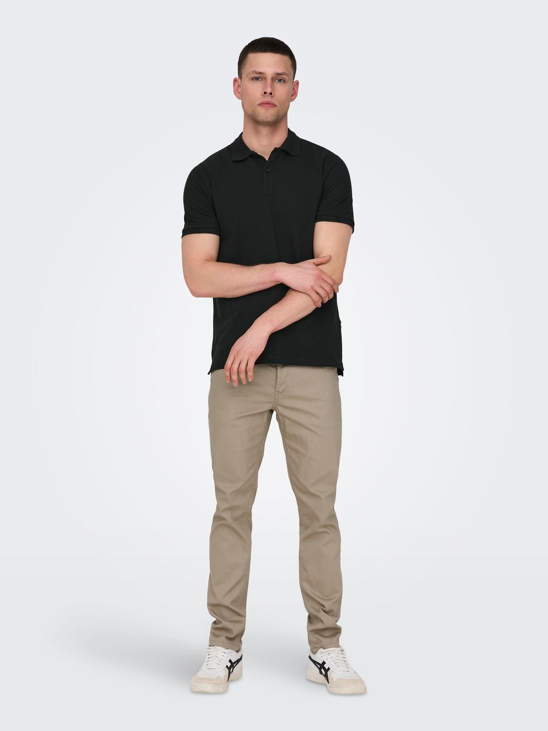 ONLY & SONS O-neck polo  -Black - 22029044