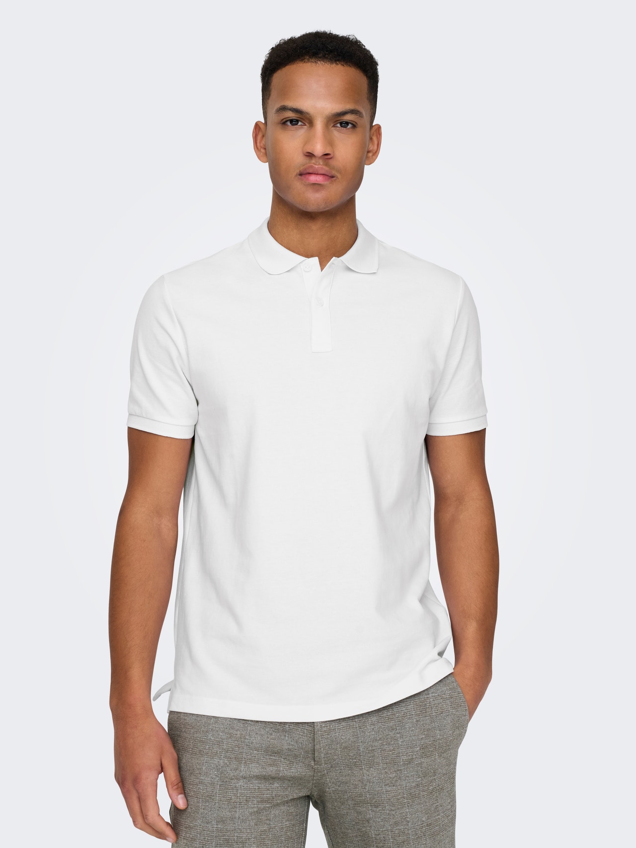 ONLY & SONS Slim Fit Rundhals Poloshirt -White - 22029044
