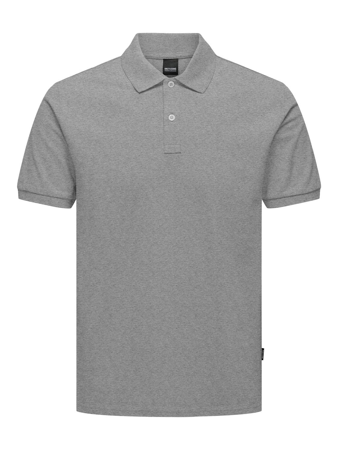 ONLY & SONS Slim Fit Round Neck Polo-Shirt -Light Grey Melange - 22029044