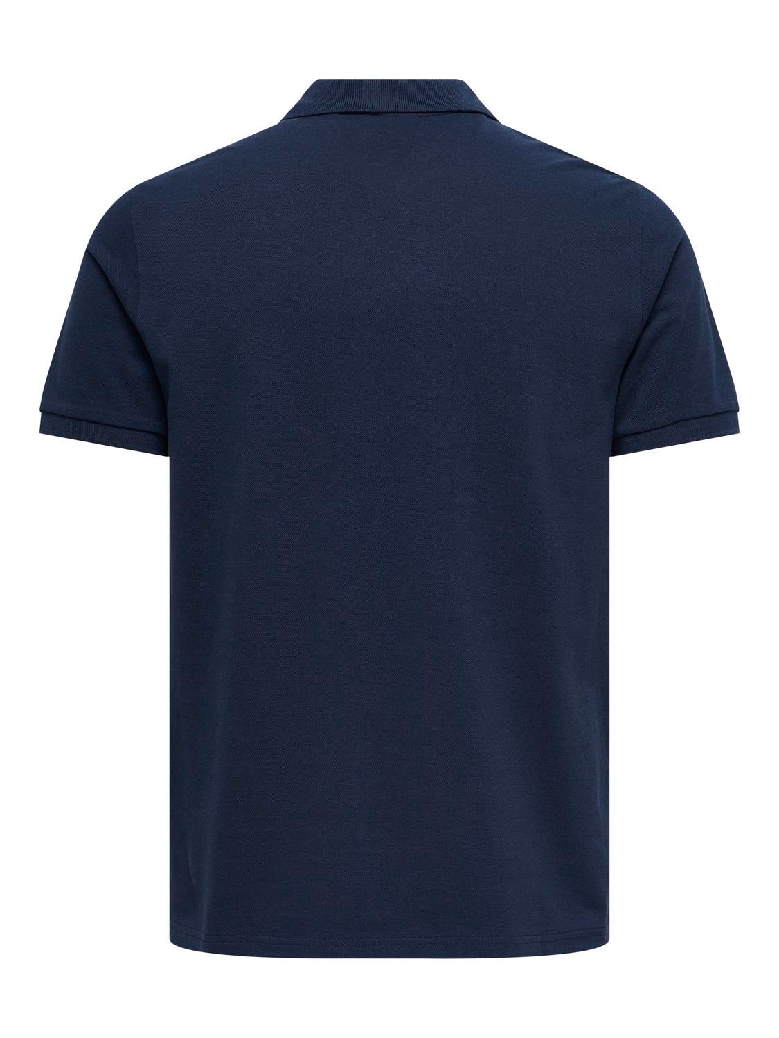 ONLY & SONS Slim Fit Round Neck Polo-Shirt -Navy Blazer - 22029044