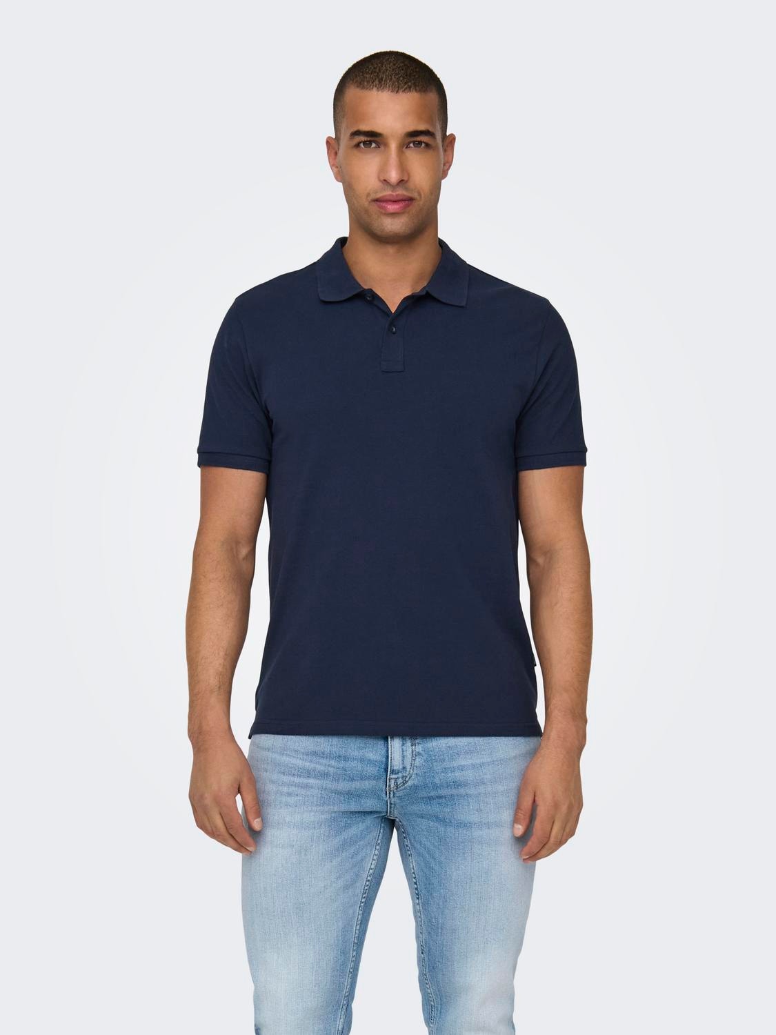 ONLY & SONS Polos Slim Fit Col rond -Navy Blazer - 22029044
