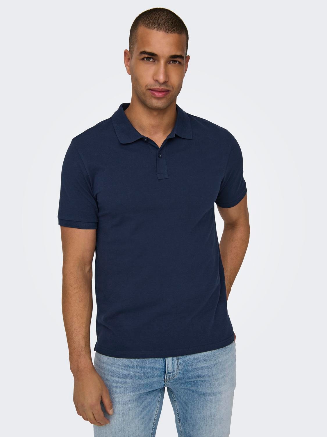 ONLY & SONS Polos Slim Fit Col rond -Navy Blazer - 22029044