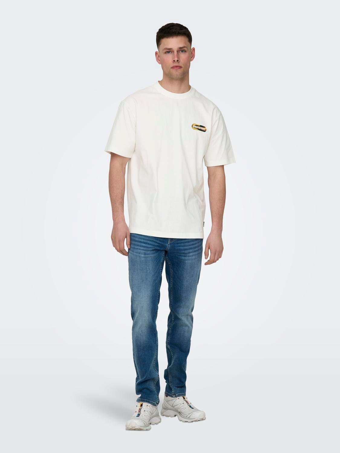 ONLY & SONS Relaxed Fit Round Neck T-Shirt -Cloud Dancer - 22029091