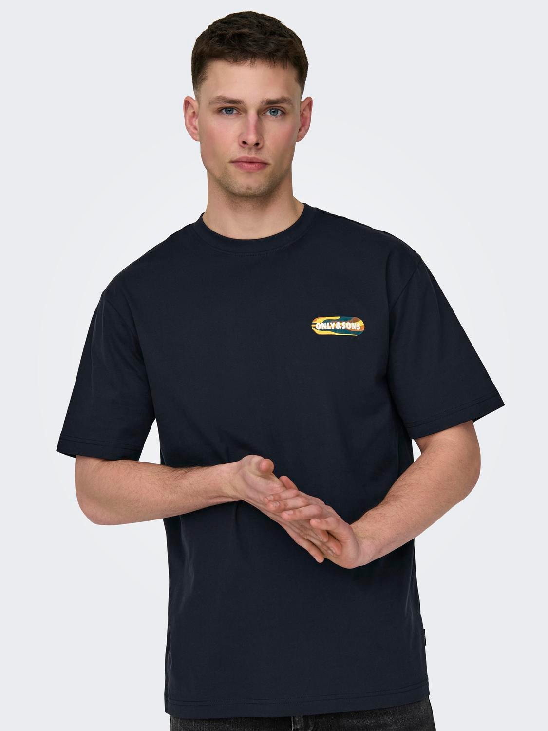 ONLY & SONS Krój swobodny Okrągły dekolt T-shirt -Dark Navy - 22029091