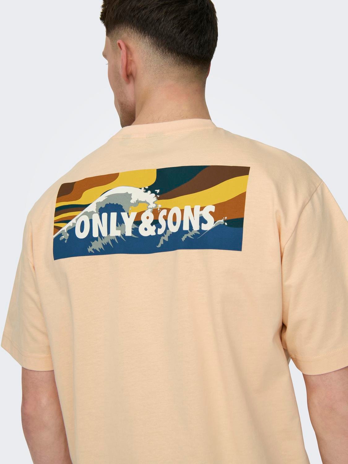 ONLY & SONS Krój swobodny Okrągły dekolt T-shirt -Creampuff - 22029091