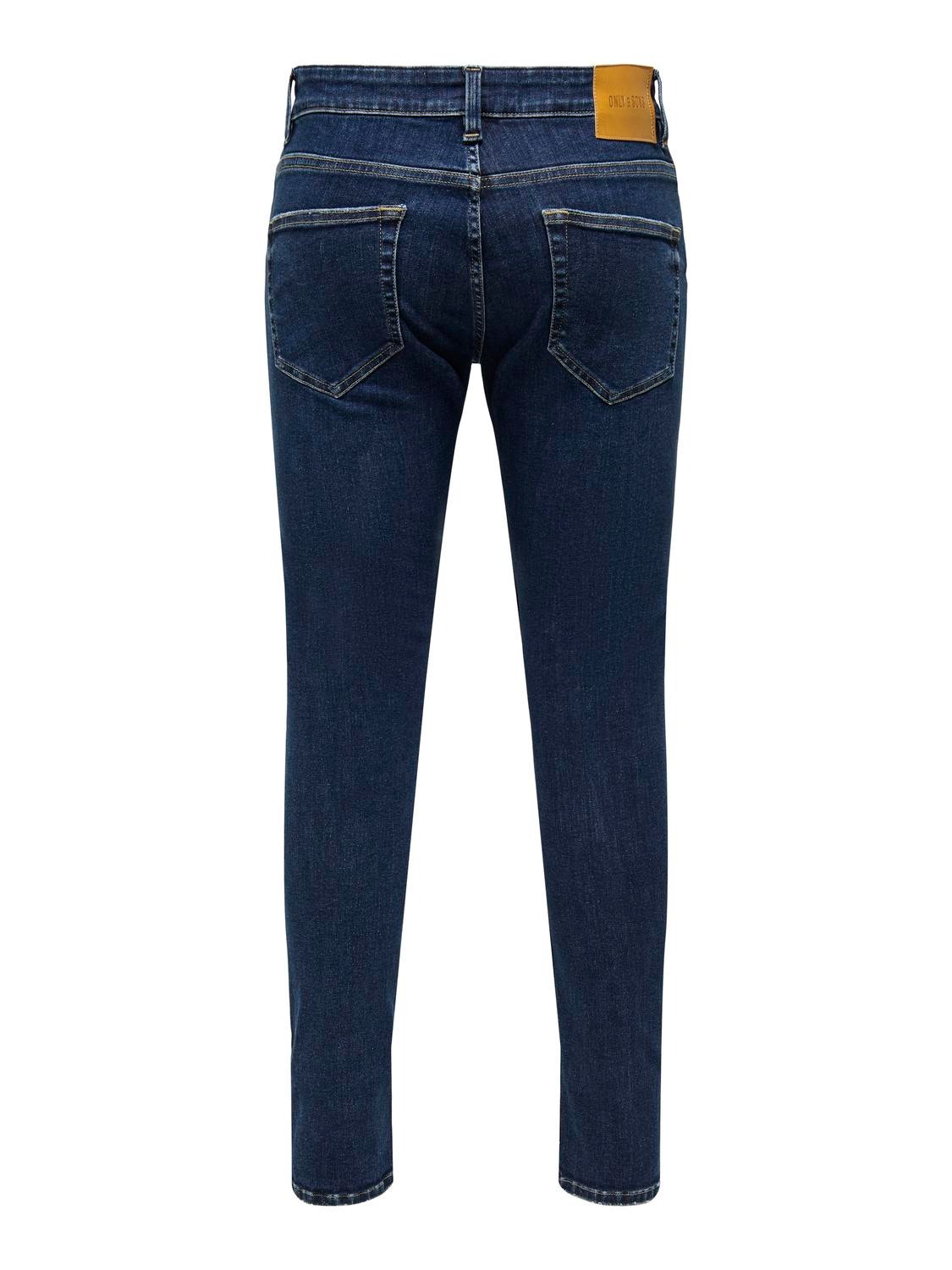 ONLY & SONS Krój skinny Niski stan Jeans -Dark Blue Denim - 22029096
