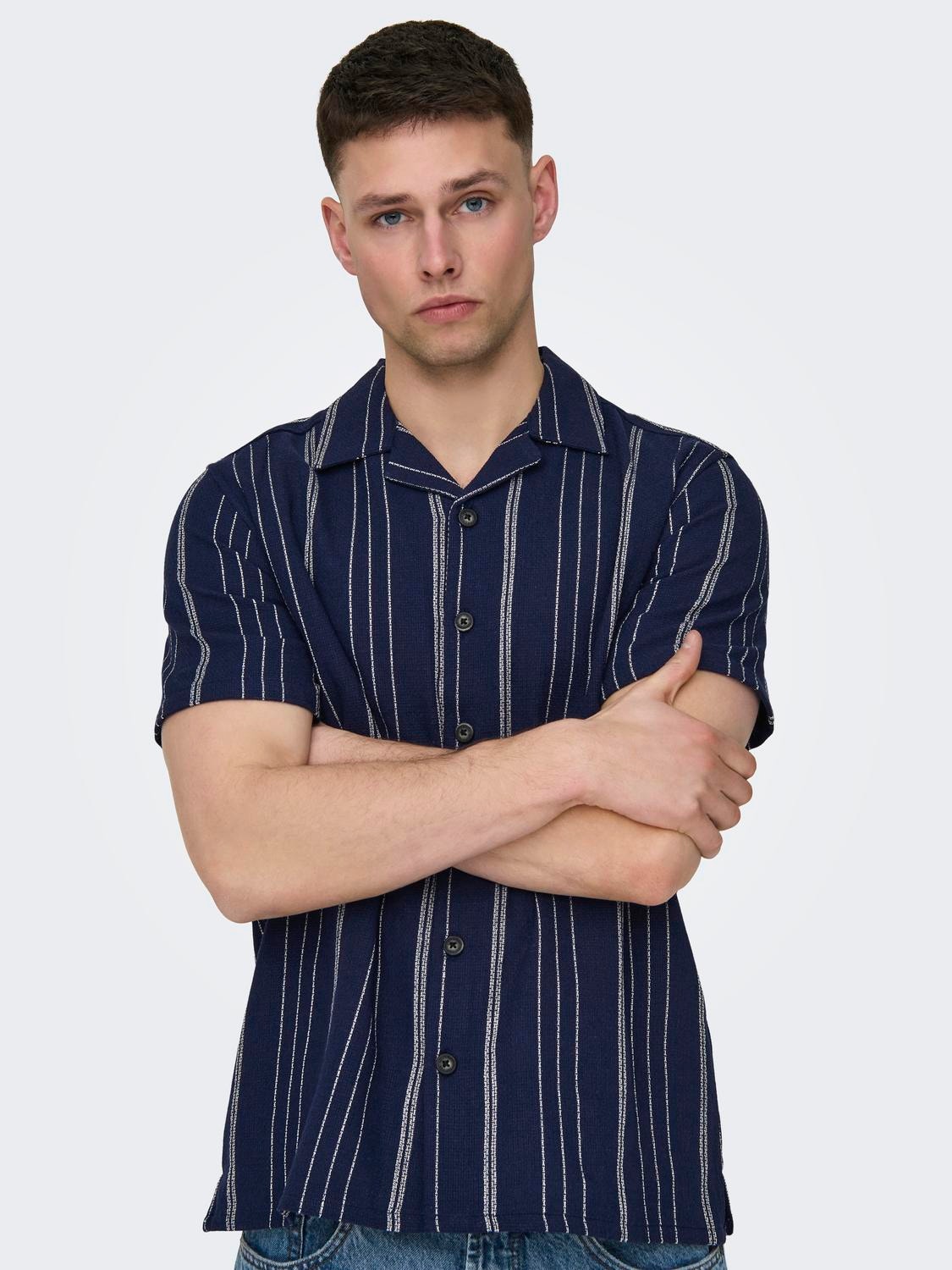 ONLY & SONS Shirt with short sleeves -Dark Navy - 22029099