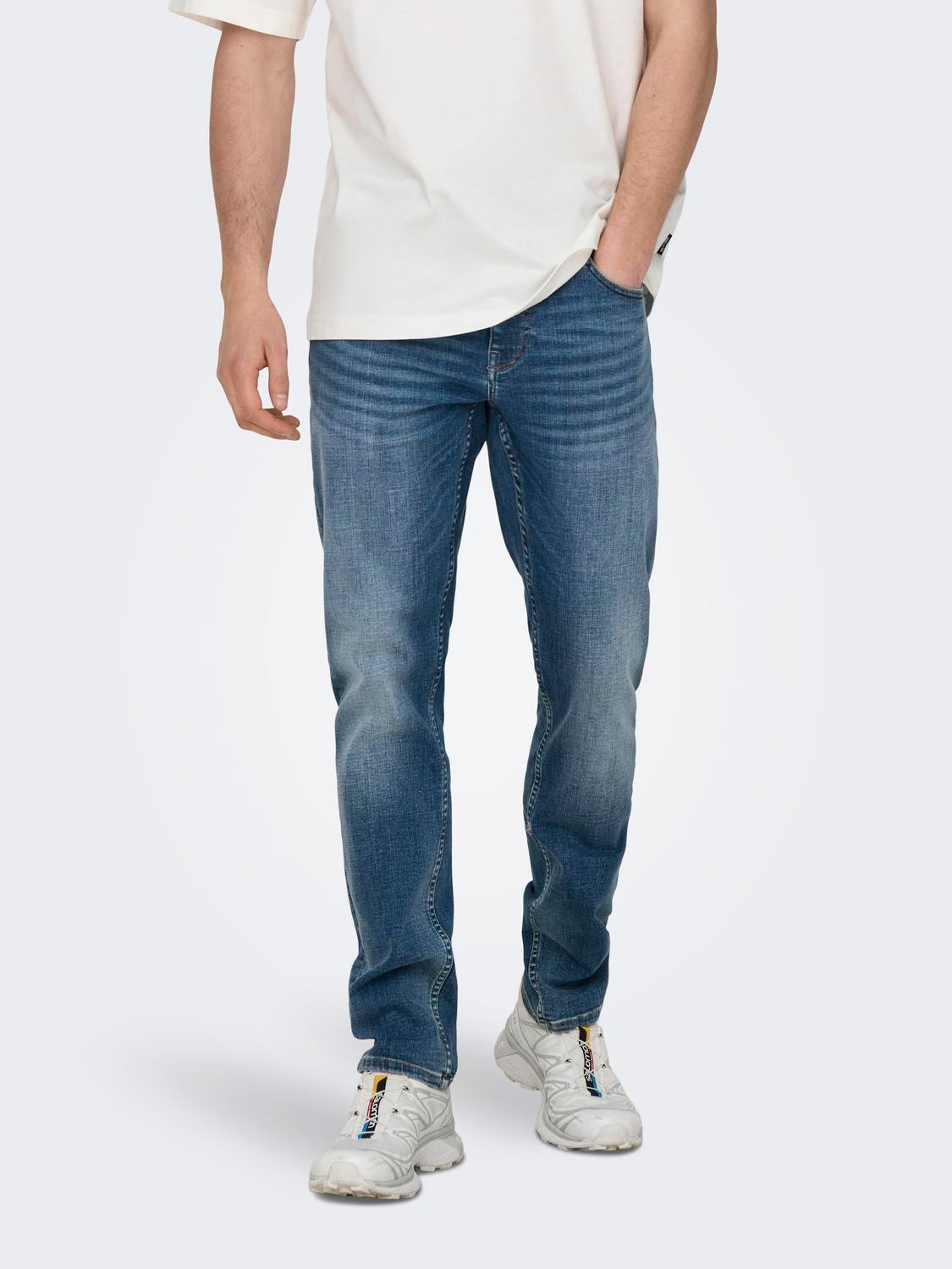 ONLY & SONS Slim Fit Low rise Jeans -Medium Blue Denim - 22029137
