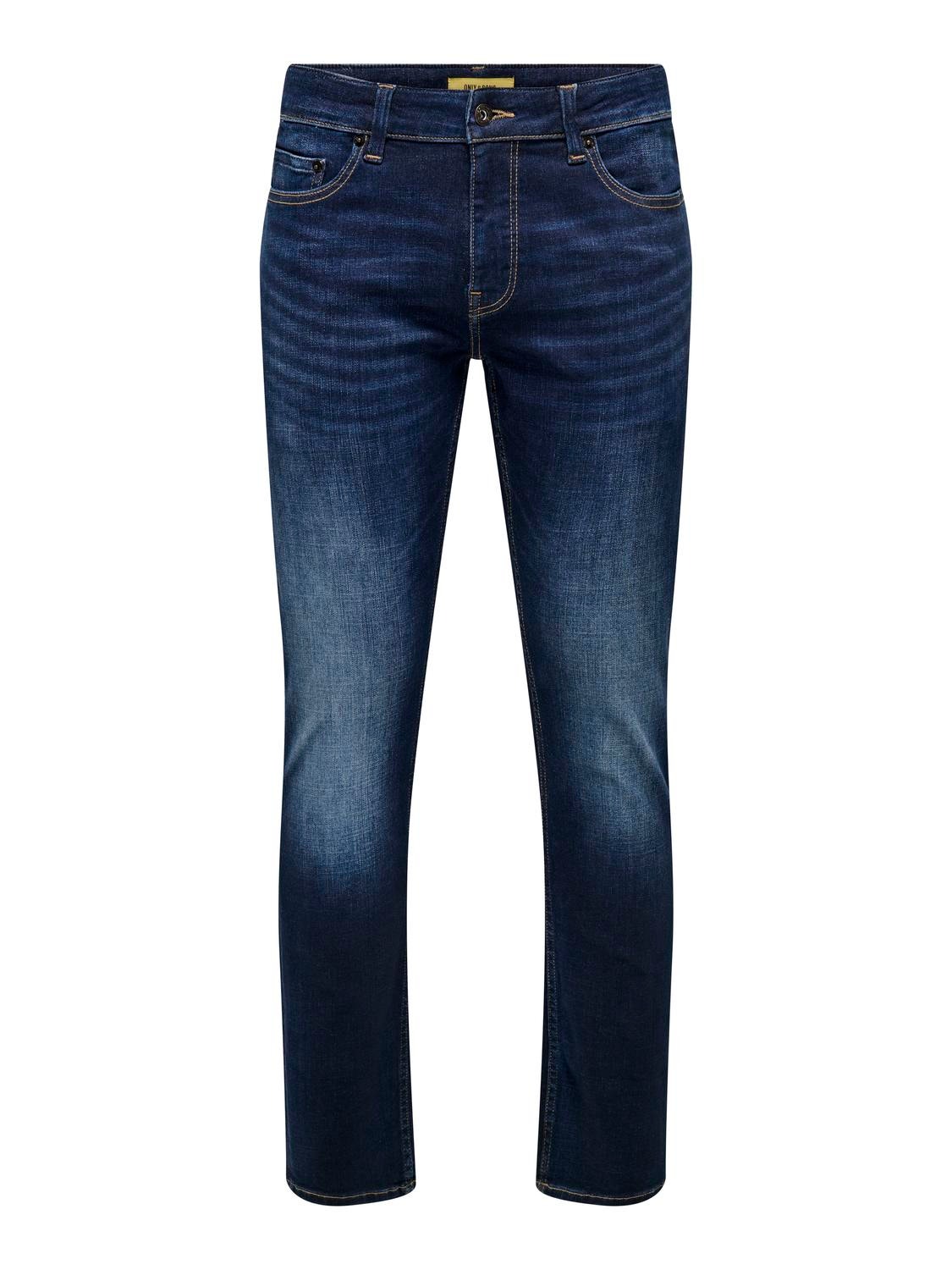 ONLY & SONS Slim Fit Låg midja Jeans -Dark Blue Denim - 22029138