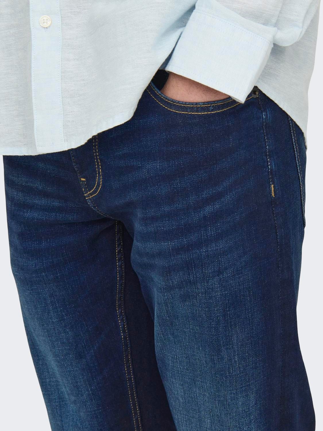 ONLY & SONS Slim Fit Låg midja Jeans -Dark Blue Denim - 22029138