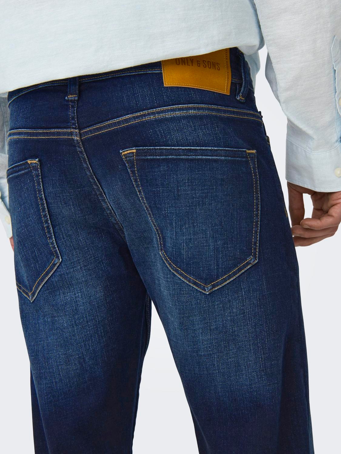 ONLY & SONS Slim Fit Lavt snitt Jeans -Dark Blue Denim - 22029138