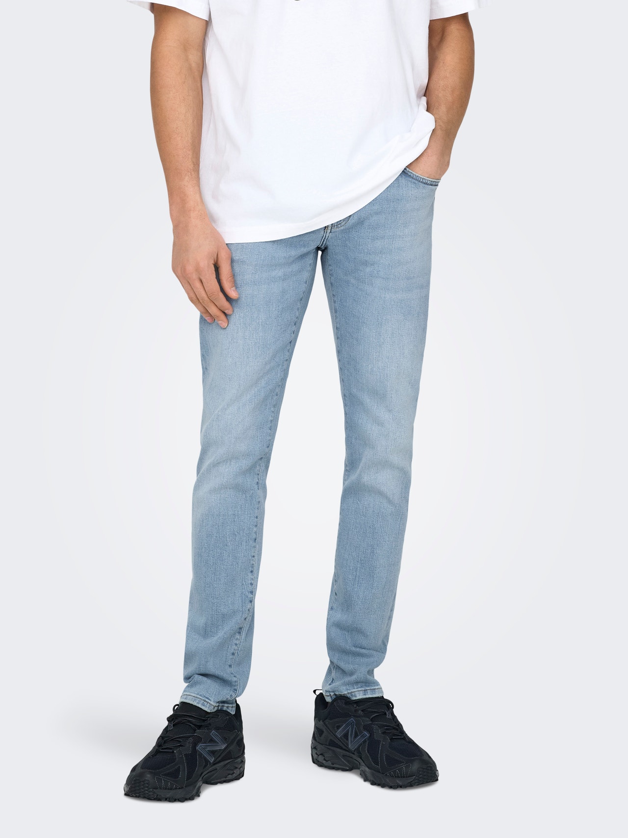 ONLY & SONS Slim Fit Låg midja Jeans -Light Blue Denim - 22029240