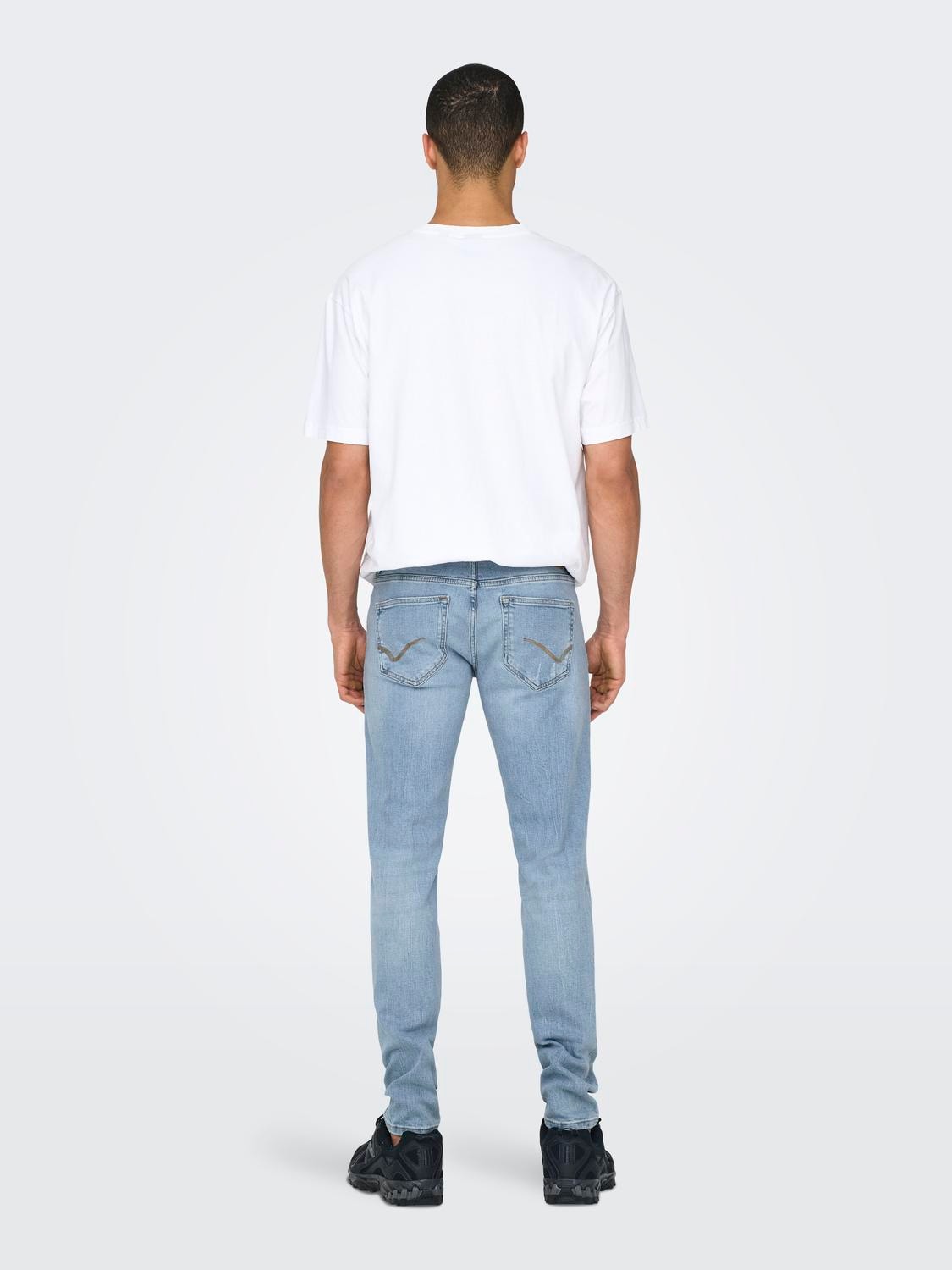 ONLY & SONS Slim Fit Niedrige Taille Jeans -Light Blue Denim - 22029240