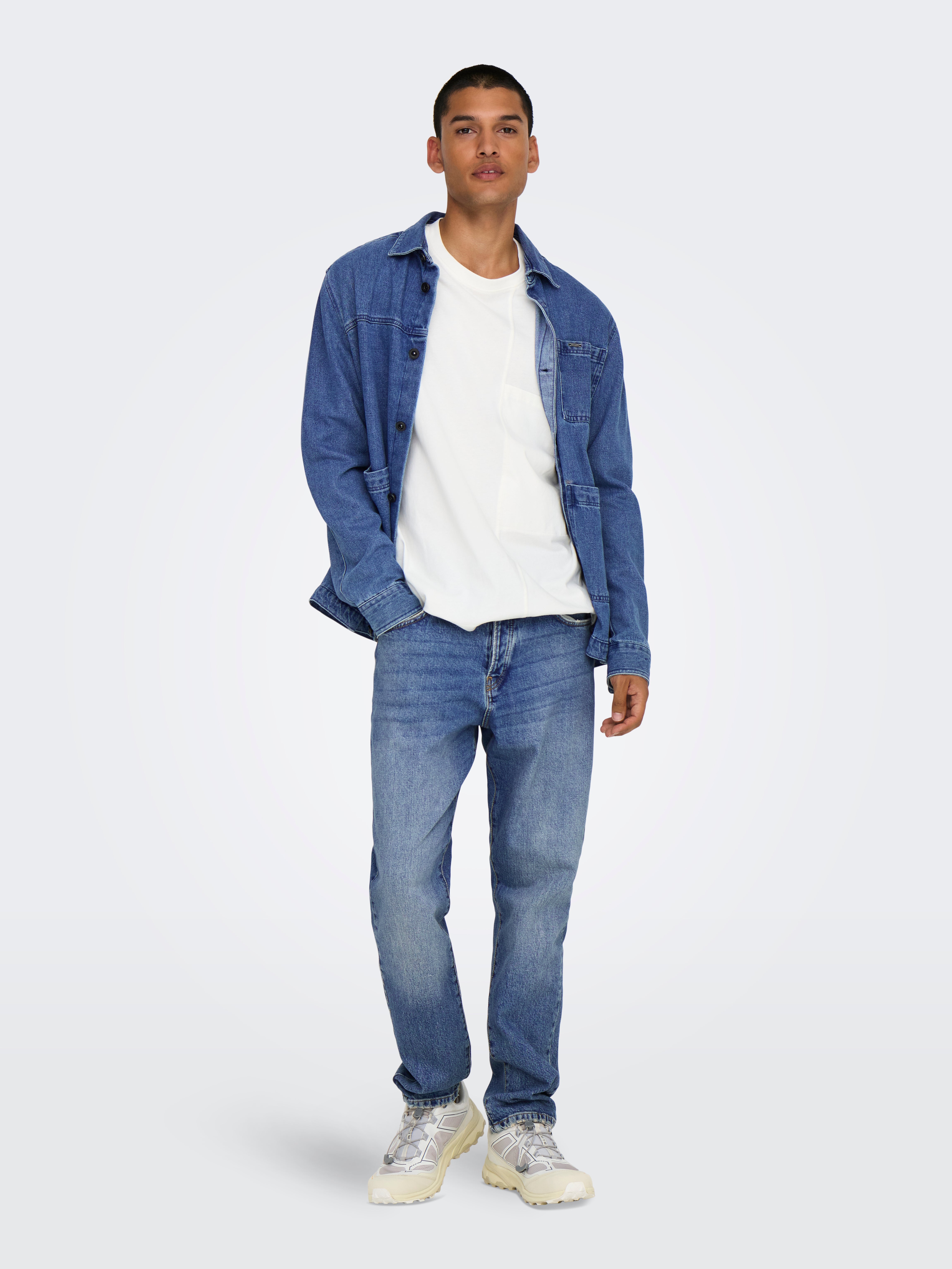 パンツ RELAXED FIT JEANS - 2022F Mid blue 25/30 space relaxed straight leg jeans - Steel Blue - Medium Blue