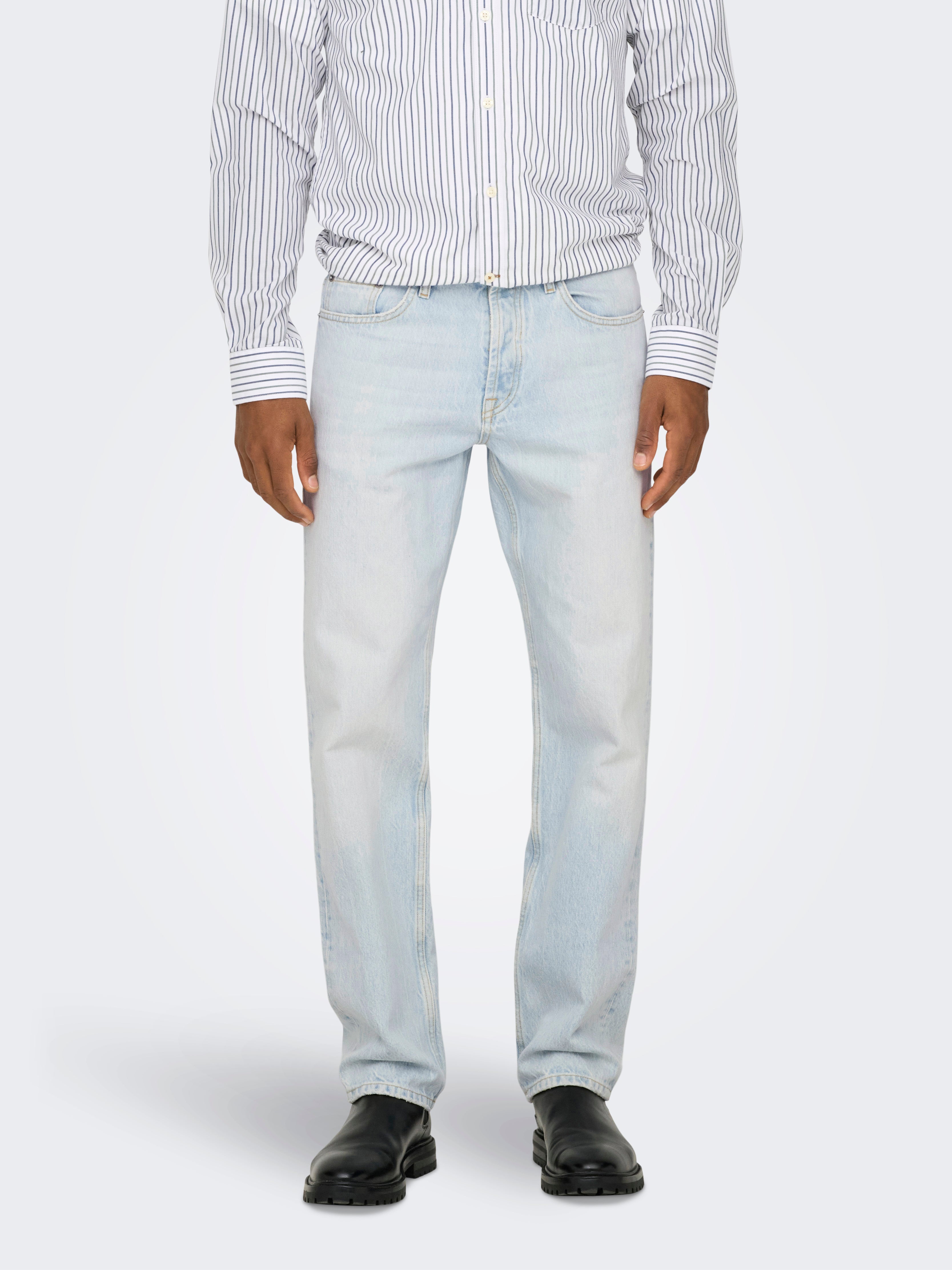 ONSEDGE Mid waist Straight Fit Jeans | Light Turquoise
