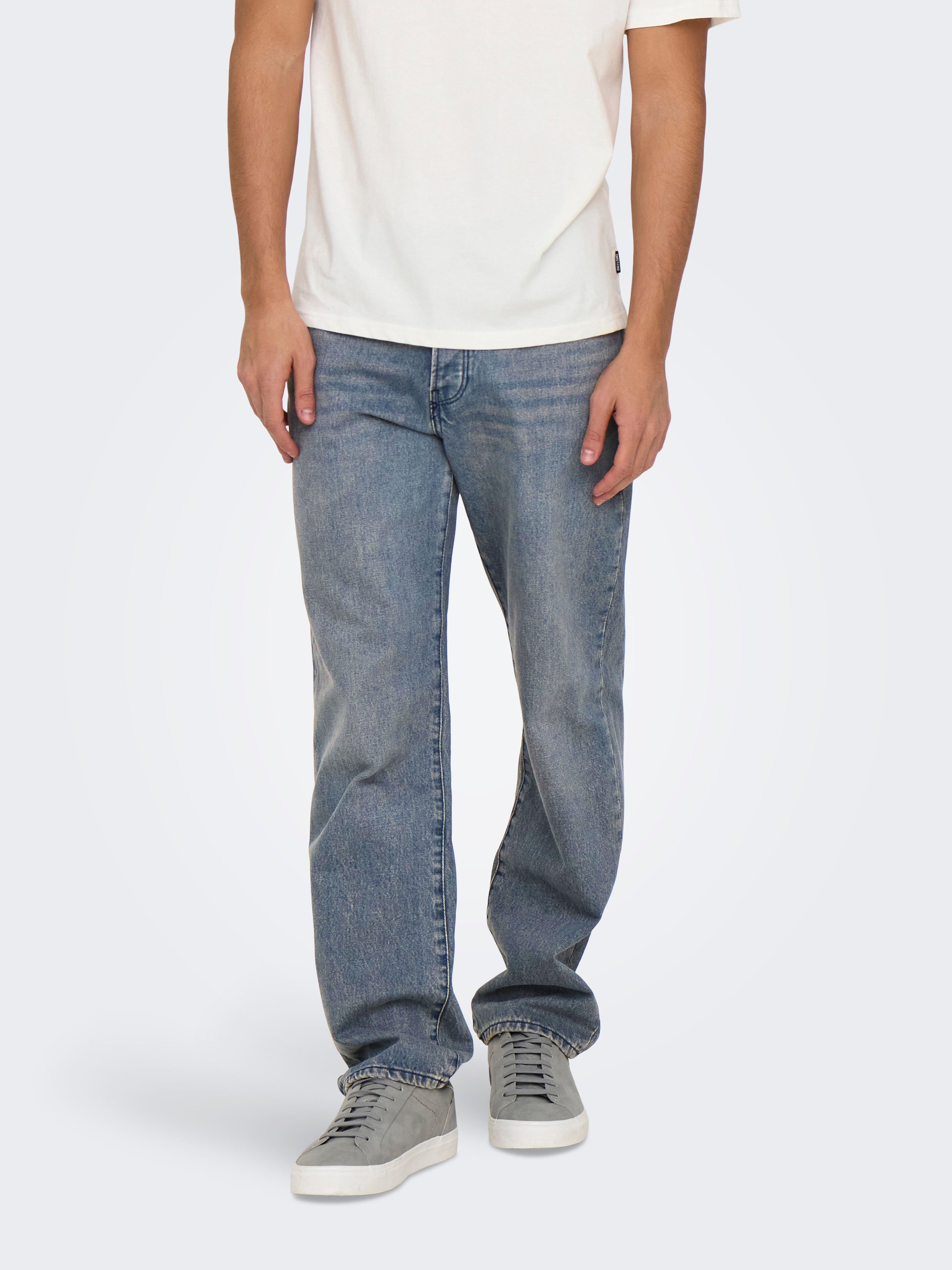 ONSEDGE Mid waist Straight Fit Jeans | Medium Blue | ONLY