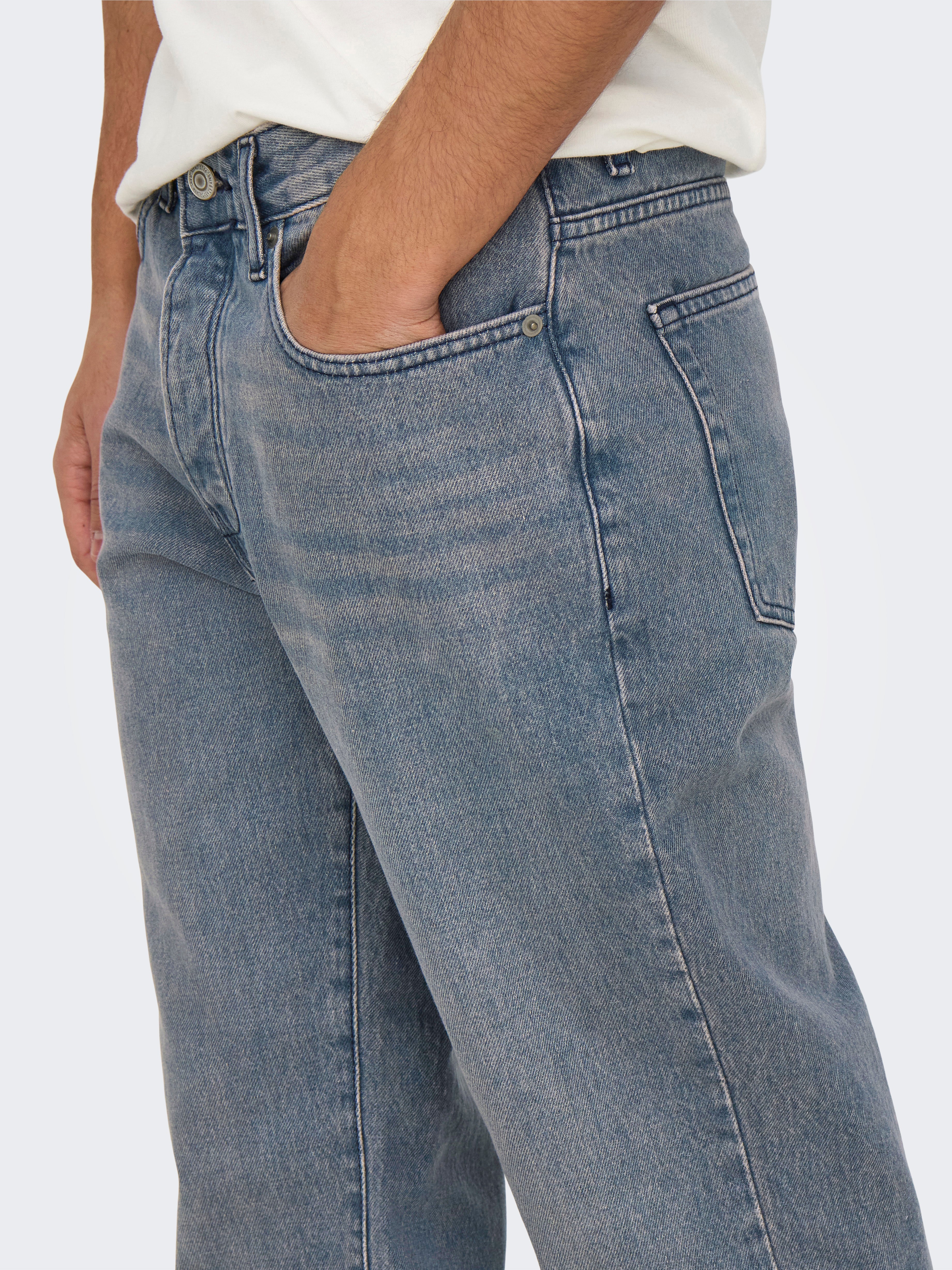 ONSEDGE Mid waist Straight Fit Jeans | Medium Blue | ONLY