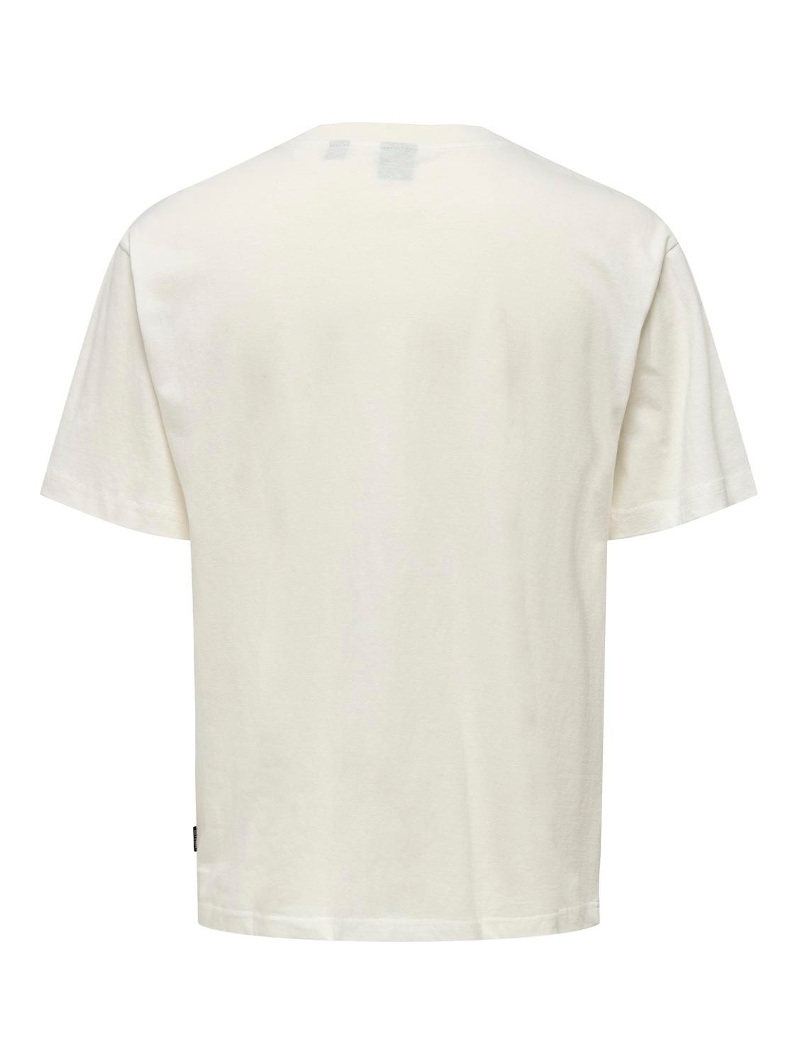 ONLY & SONS T-shirts Relaxed Fit Col rond -Cloud Dancer - 22029435