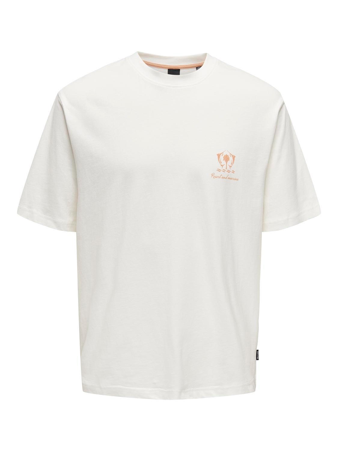 ONLY & SONS Relaxed Fit Round Neck T-Shirt -Bright White - 22029482