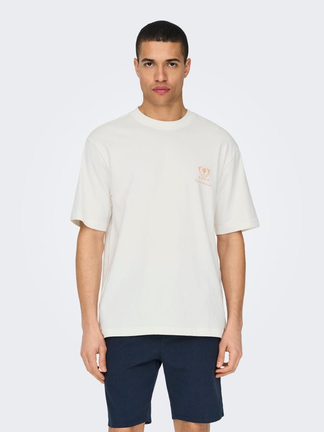 ONLY & SONS O-hals t-shirt med print - 22029482