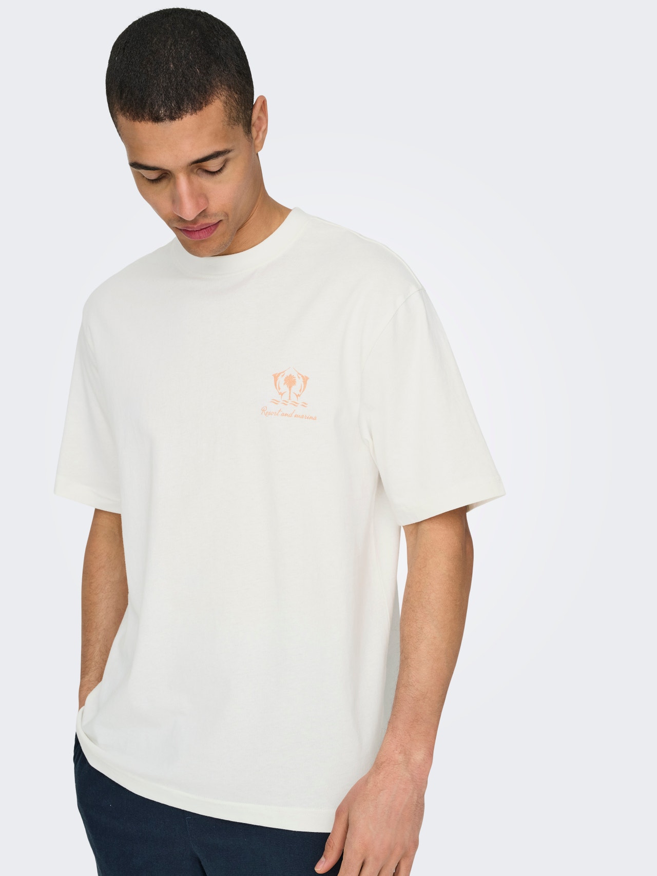 ONLY & SONS O-neck t-shirt with print -Bright White - 22029482