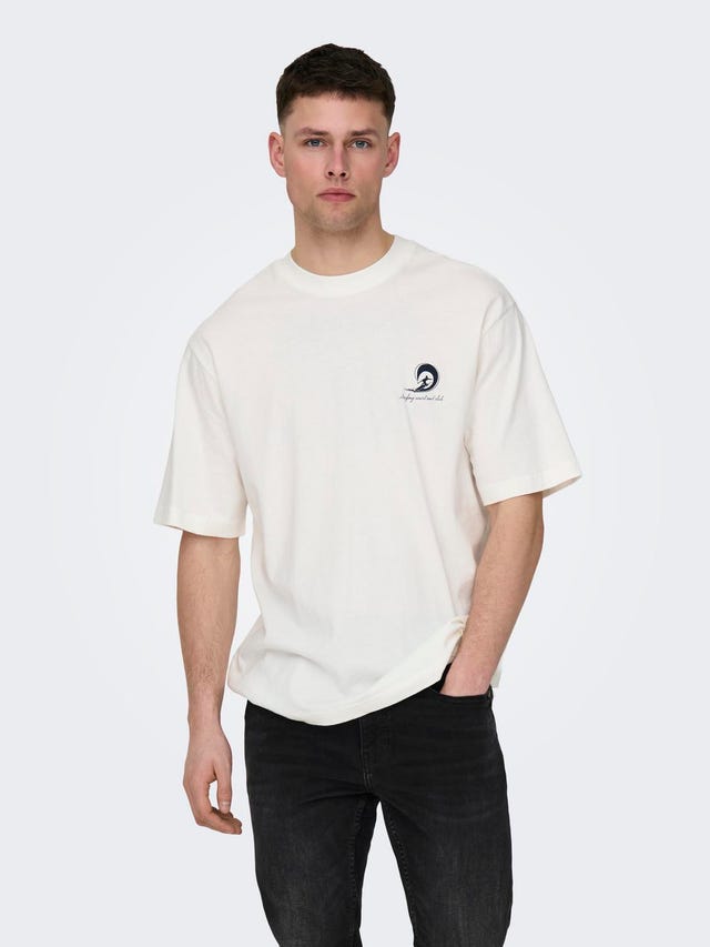 ONLY & SONS O-hals t-shirt med print - 22029482