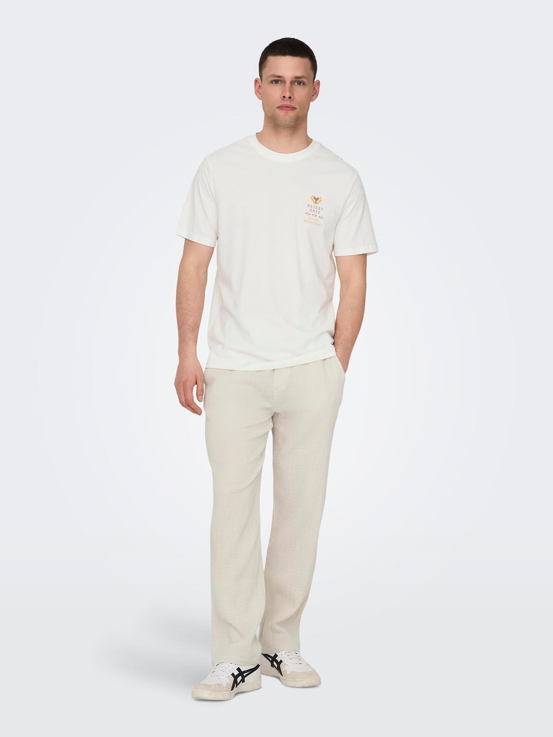 ONLY & SONS T-shirts Regular Fit Col rond -Cloud Dancer - 22029483
