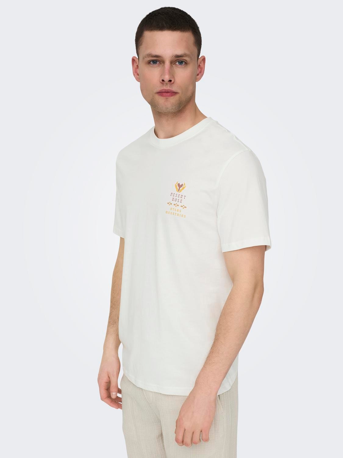 ONLY & SONS T-shirts Regular Fit Col rond -Cloud Dancer - 22029483
