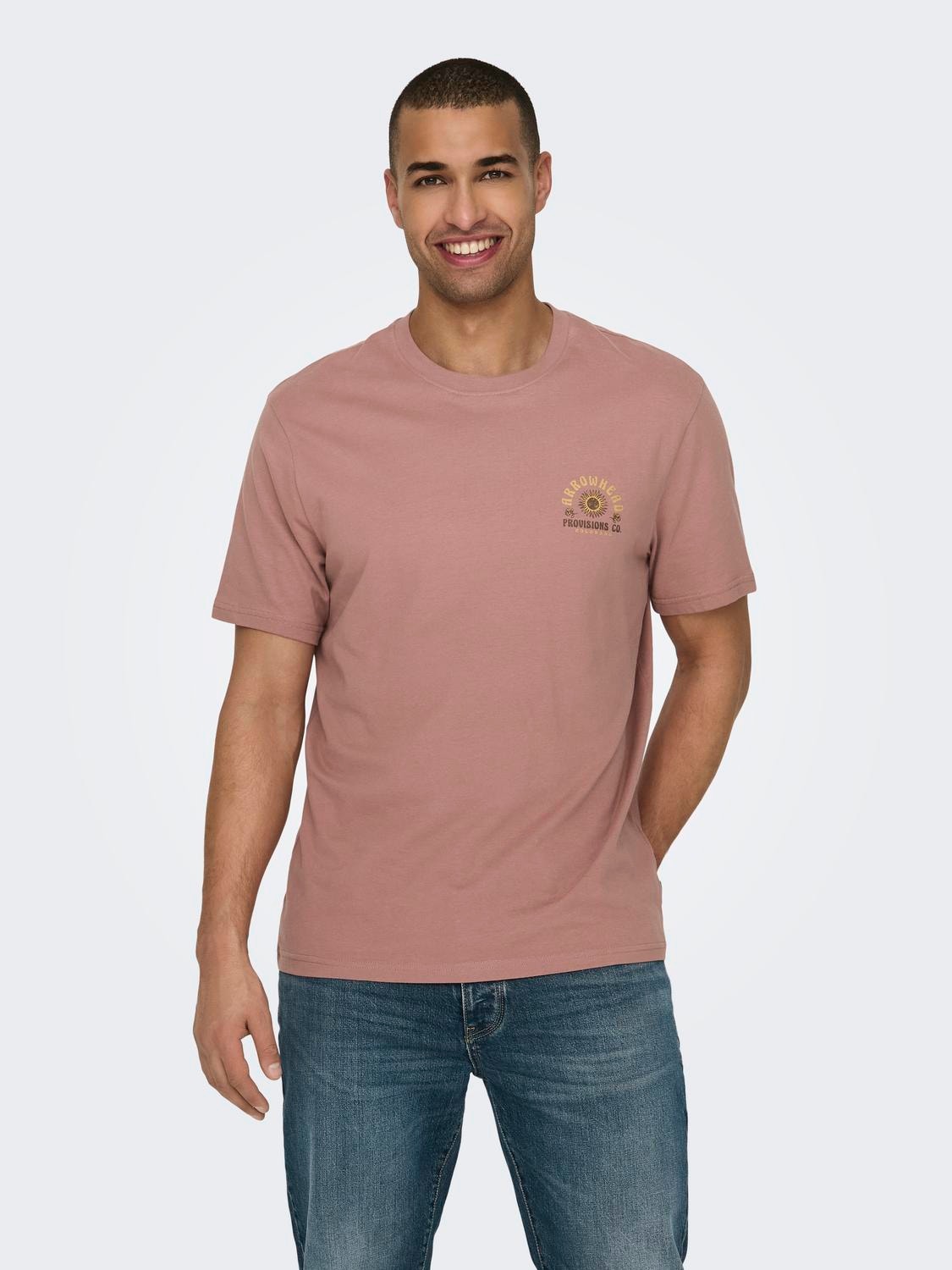 ONLY & SONS Regular Fit Round Neck T-Shirt -Burlwood - 22029483