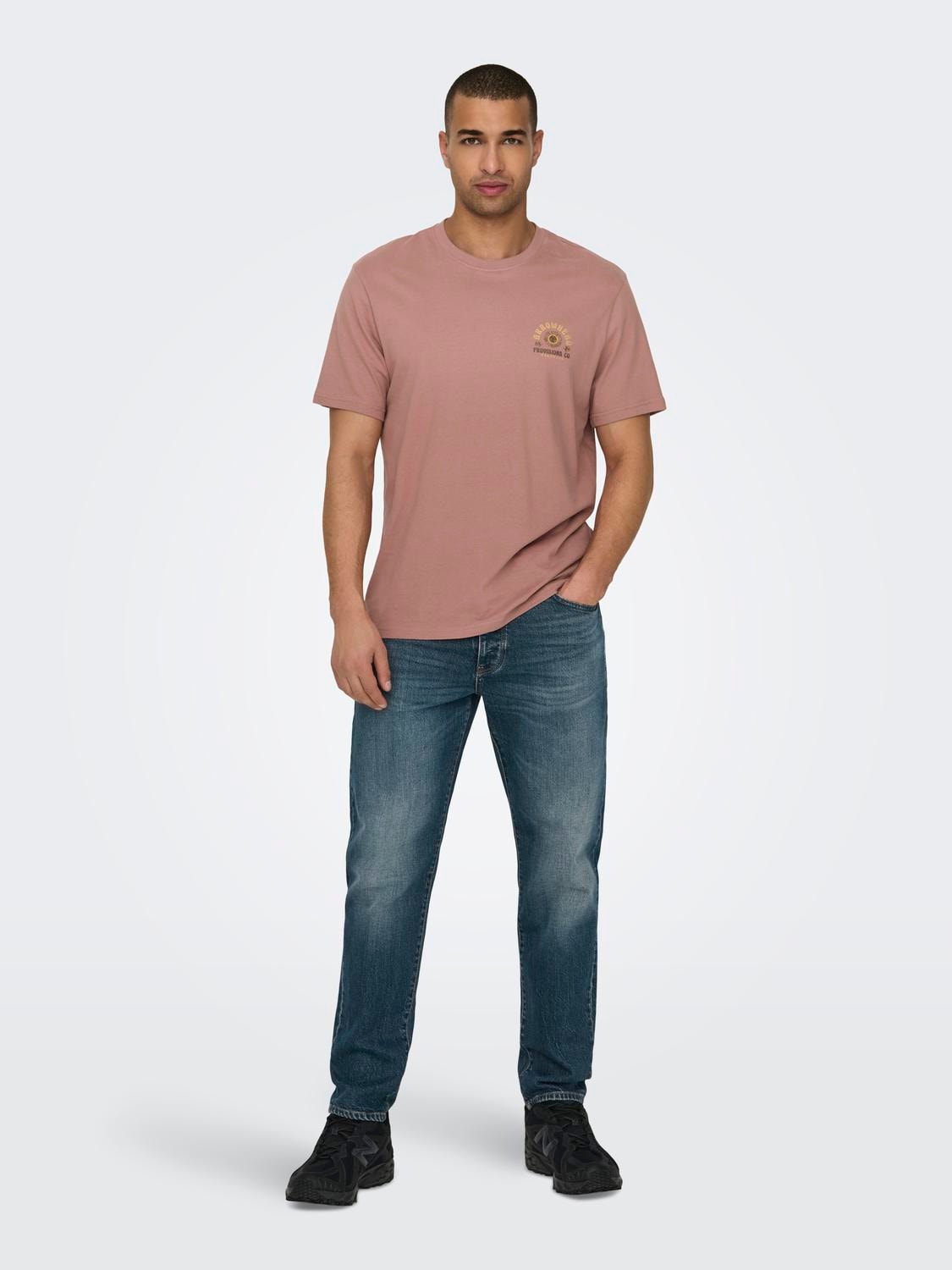 ONLY & SONS Normal passform O-ringning T-shirt -Burlwood - 22029483