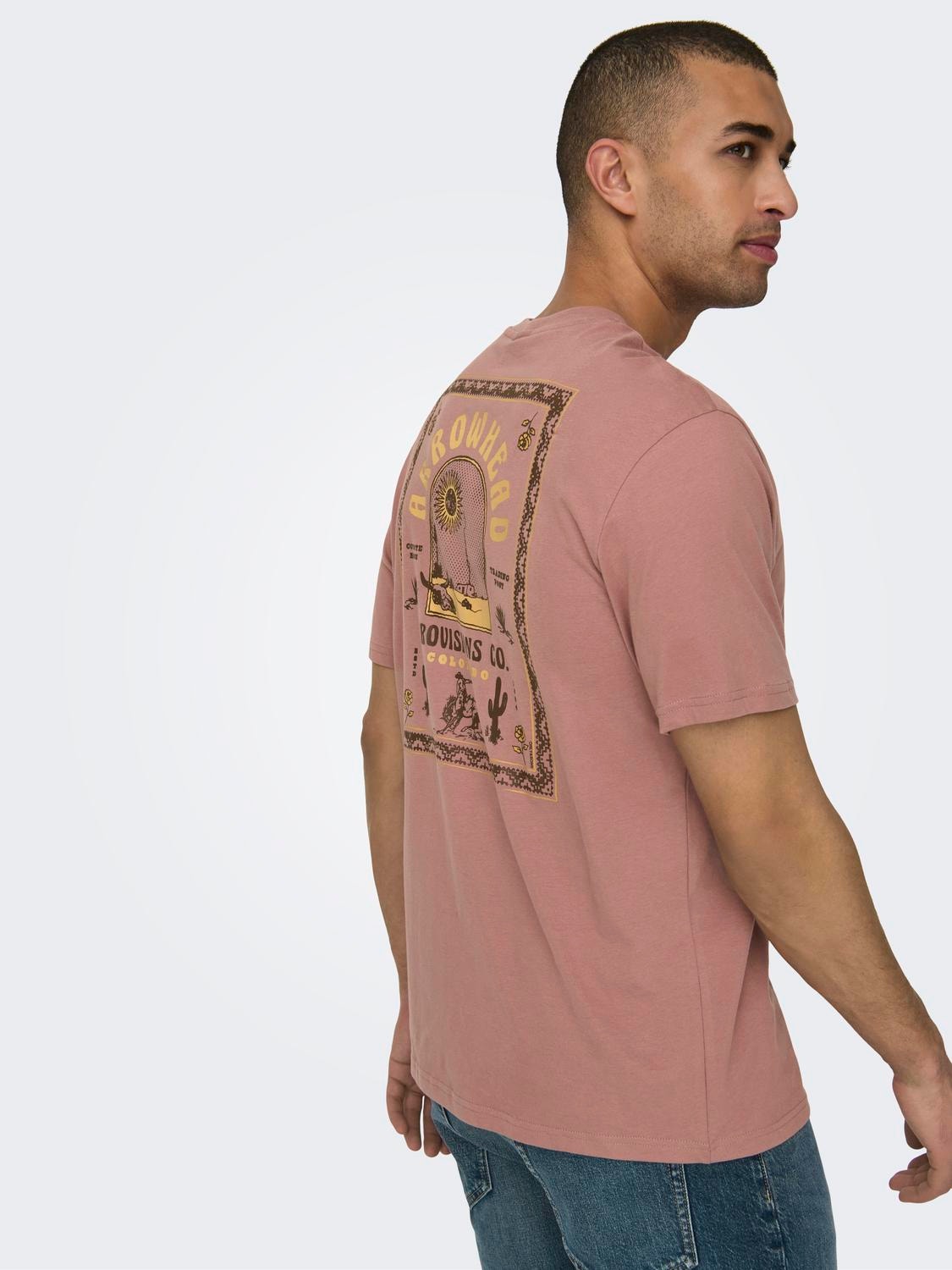 ONLY & SONS Normal geschnitten Rundhals T-Shirt -Burlwood - 22029483