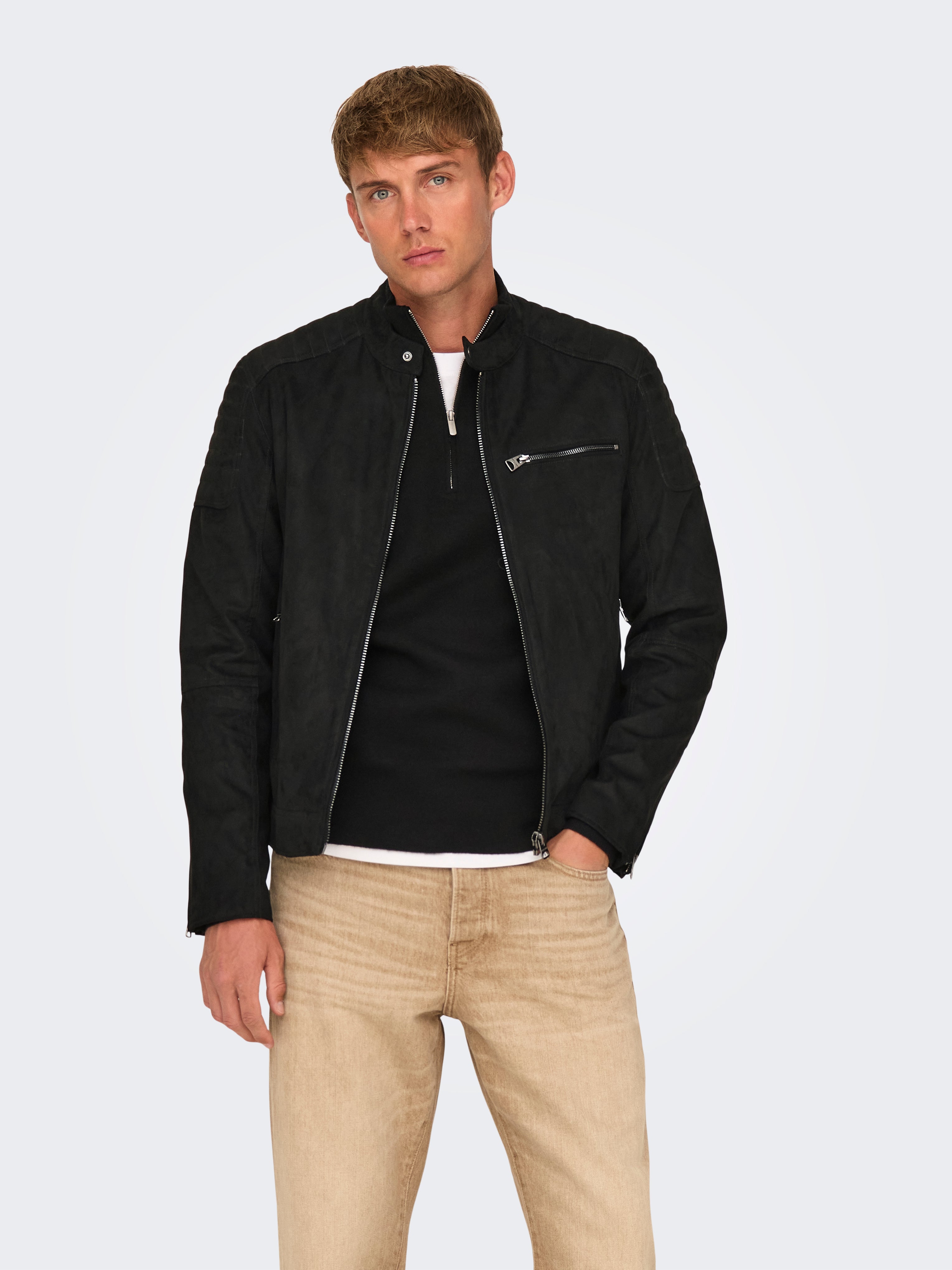セントアンドリュース ジップ ジャケット ブラック 黒 S 新品 ONSGUS Synthetic leather jacket | Black | ONLY & SONS®