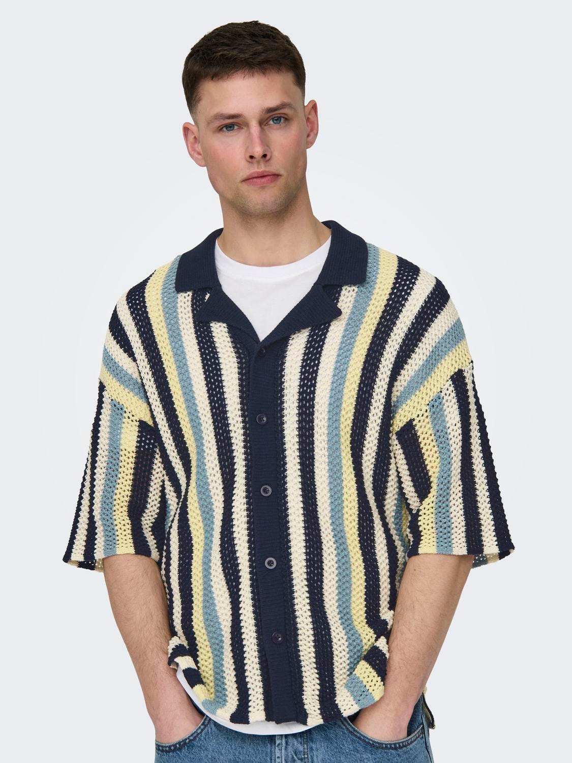 ONLY & SONS Resort collar Knit Cardigan -Navy Blazer - 22029929