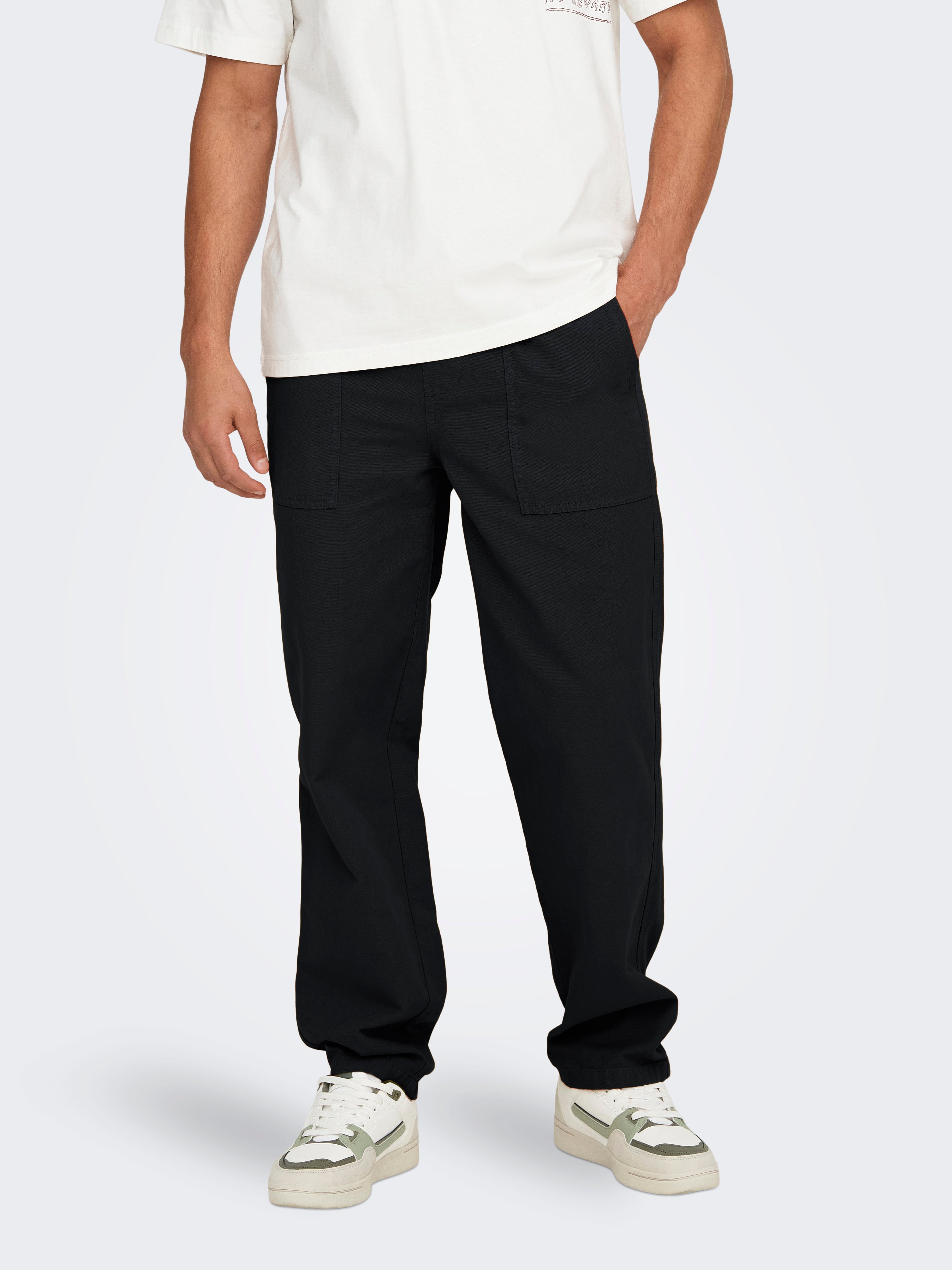 ONSSINUS Loose Fit Trousers | Black | ONLY & SONS®