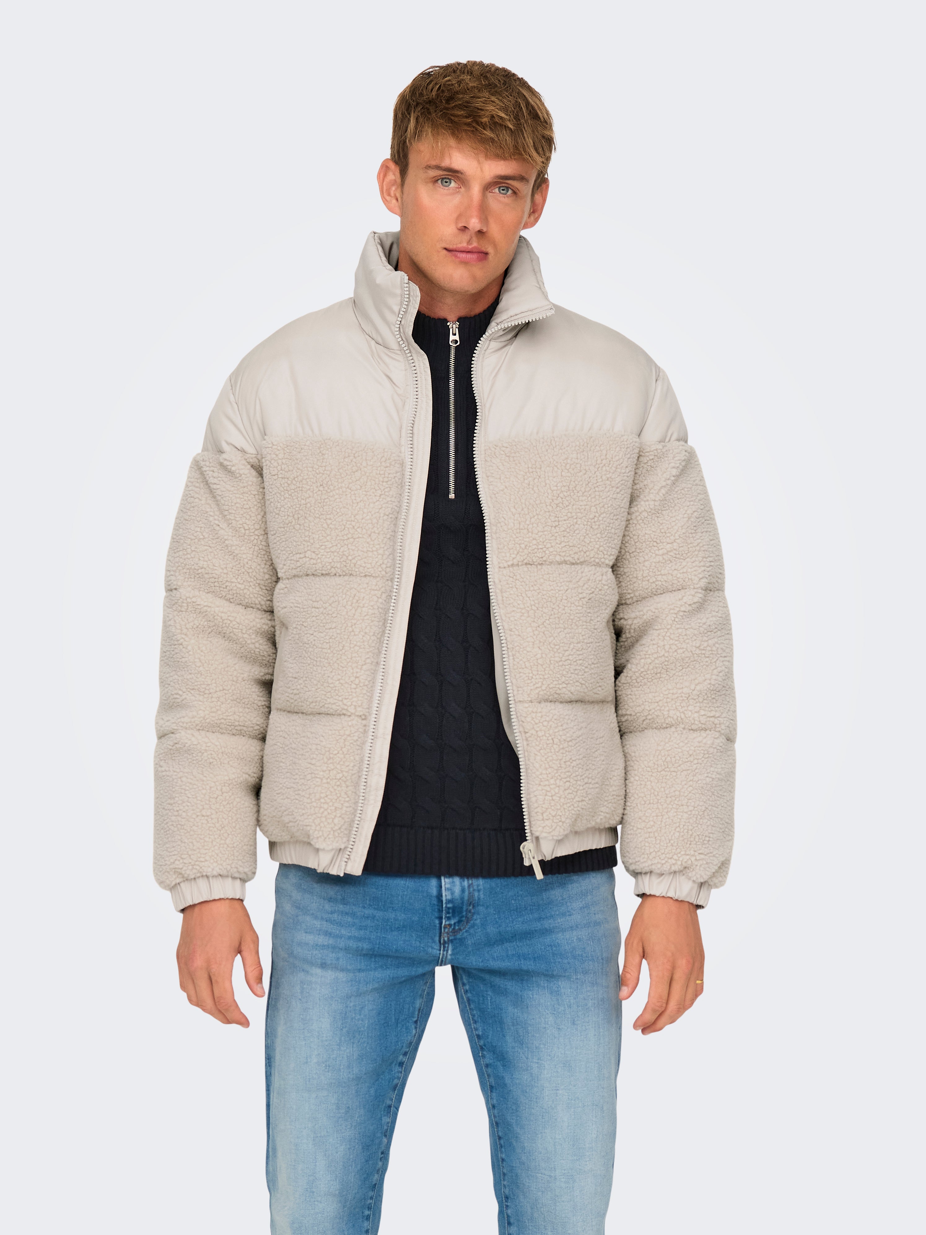 ONSELI Puffer jacket Light Grey ONLY SONS