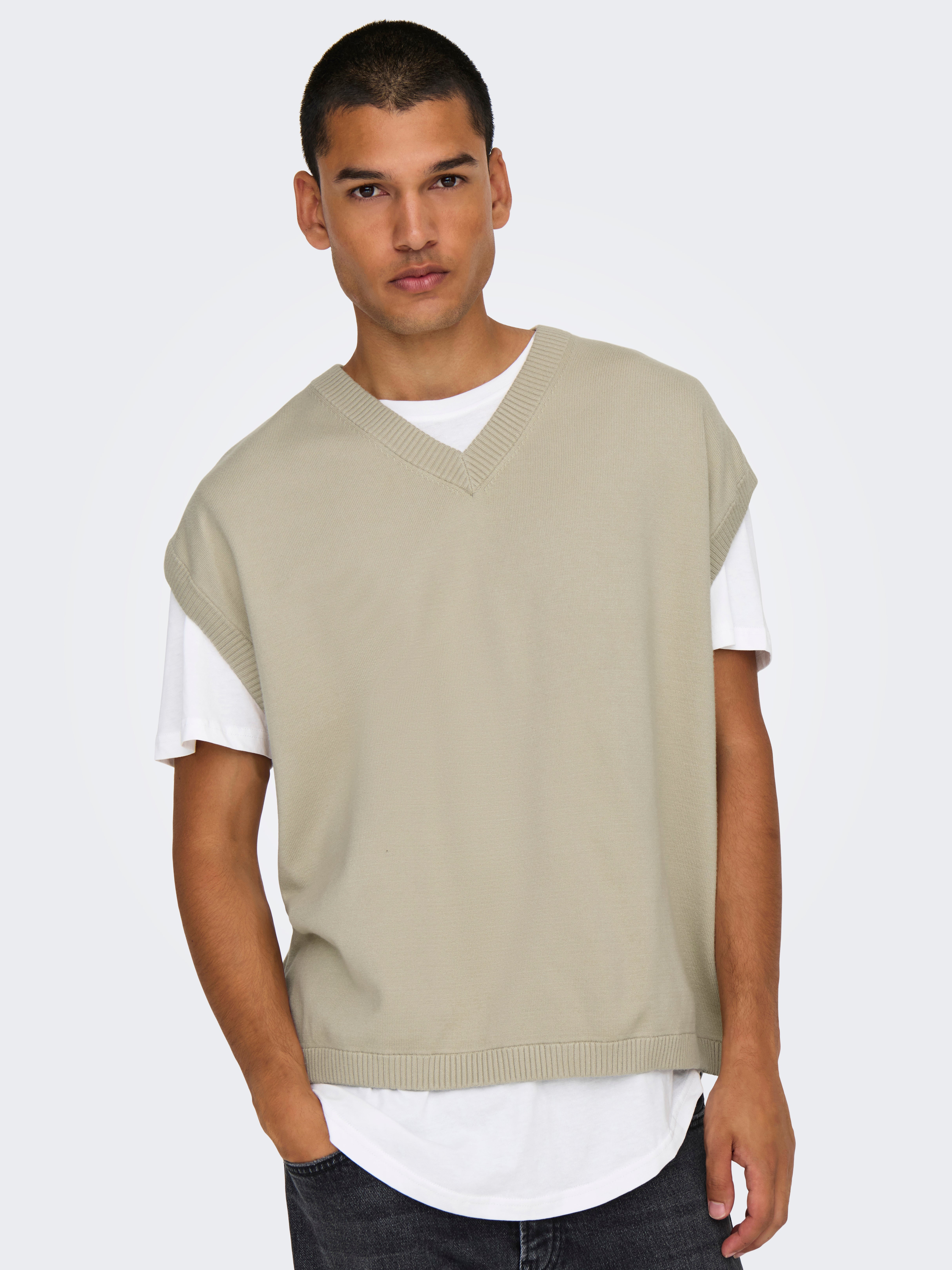 ONSLUSIM Knit Waistcoat | Light Grey | ONLY & SONS®