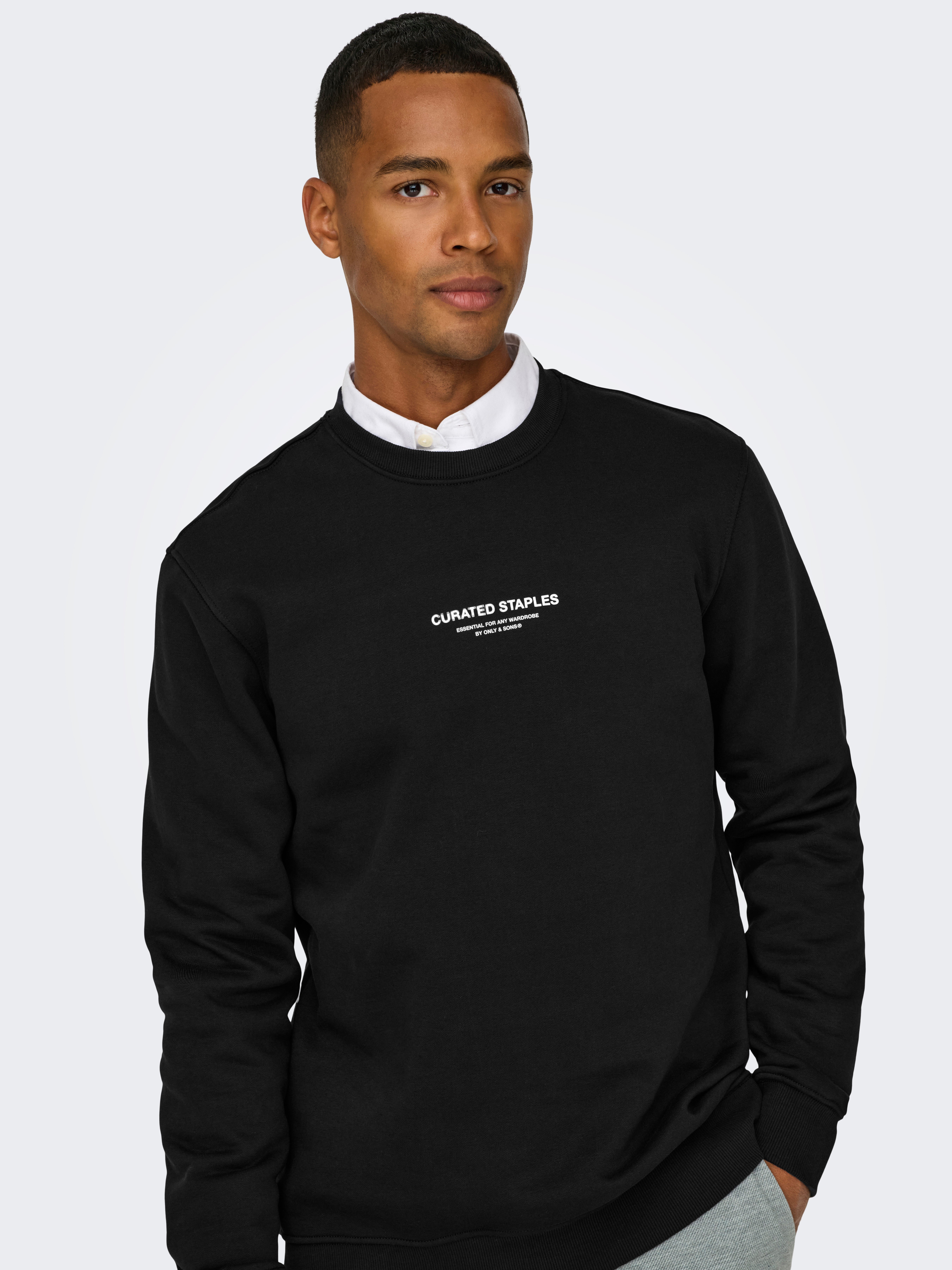トップス Crewneck Sweat Shirts - black ONSCURATED Sweatshirt | Black | ONLY & SONS®