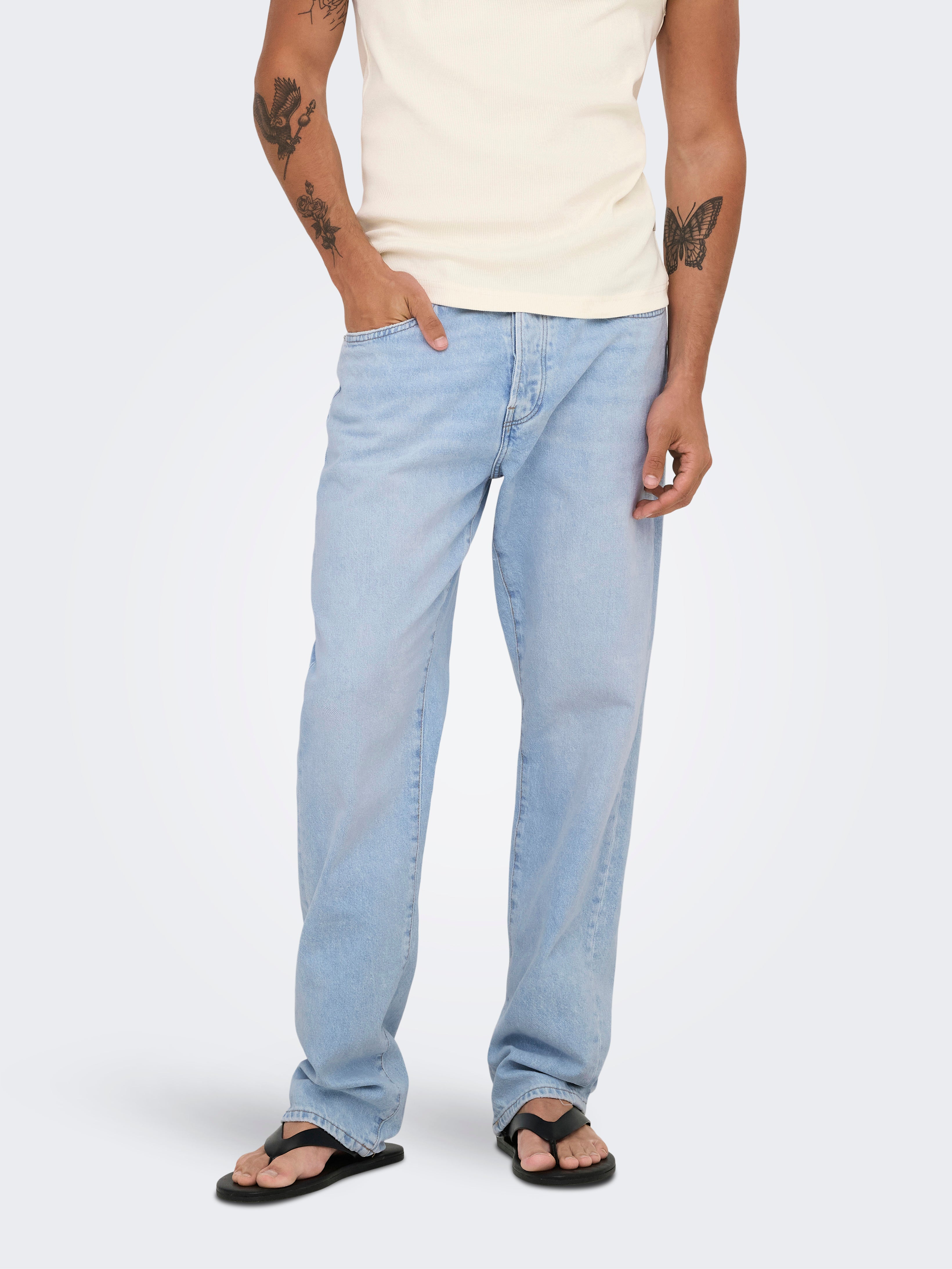 【2plan】Logan Basic Wide Denim Pants Indigo Baggy Jeans | Match Denim