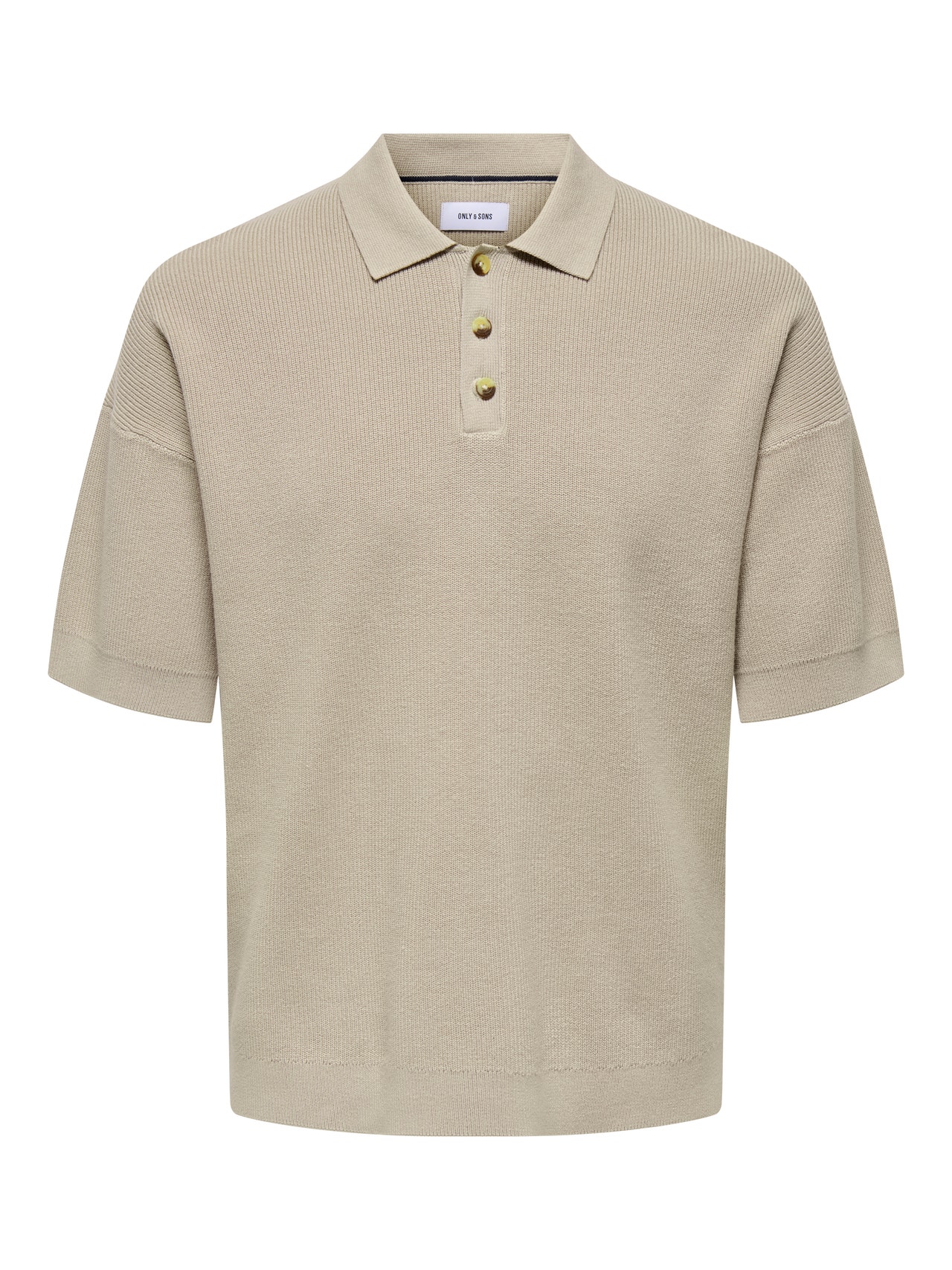 ONLY & SONS Drop Fit Polokragen Gestricktes Polo-Hemd -Silver Lining - 22031757