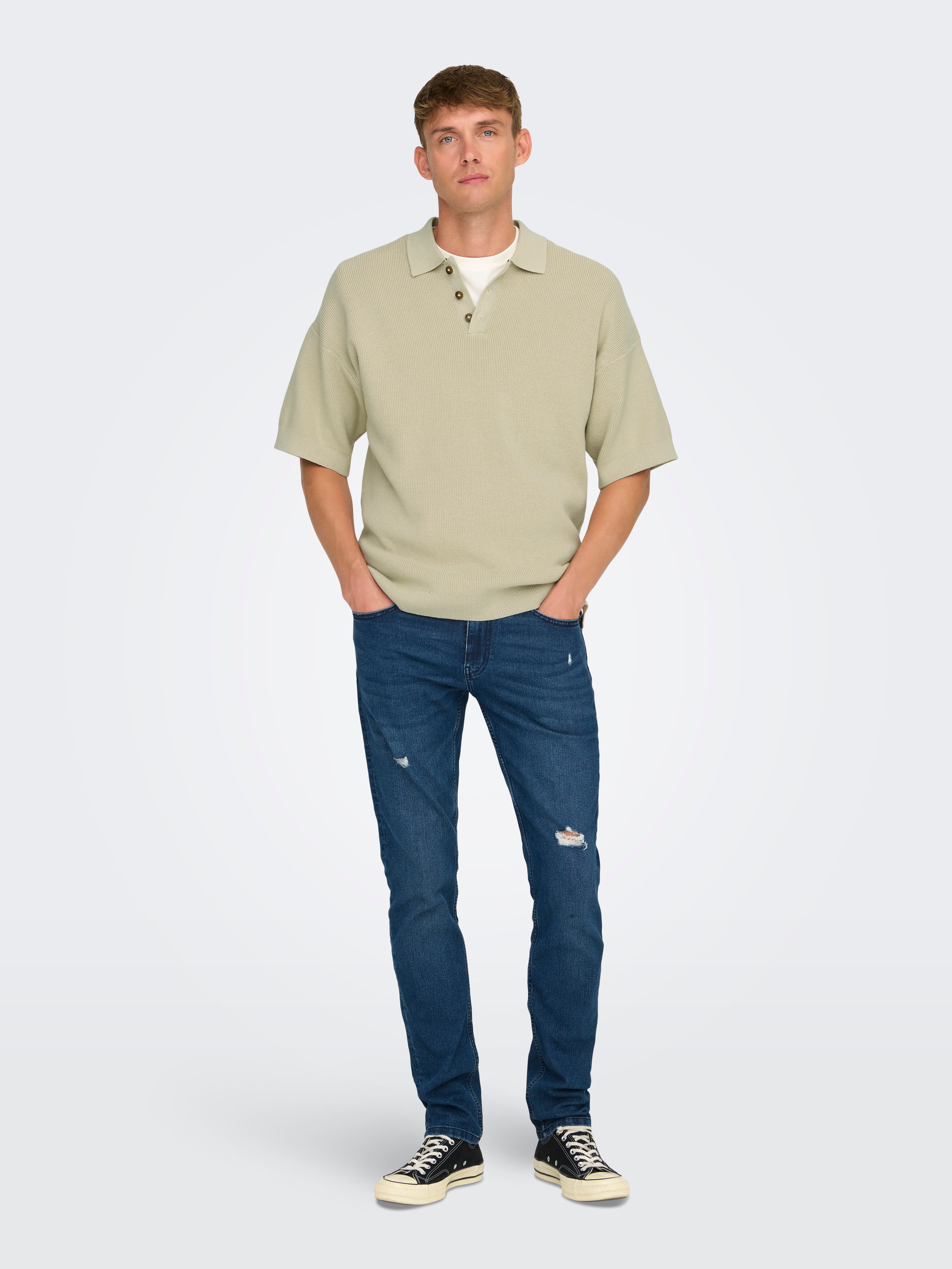ONSGRIFFIN Knitted Polo-Shirt | Light Grey | ONLY & SONS® ONSGRIFFIN Knitted Polo-Shirt | Light Grey | ONLY & SONS®