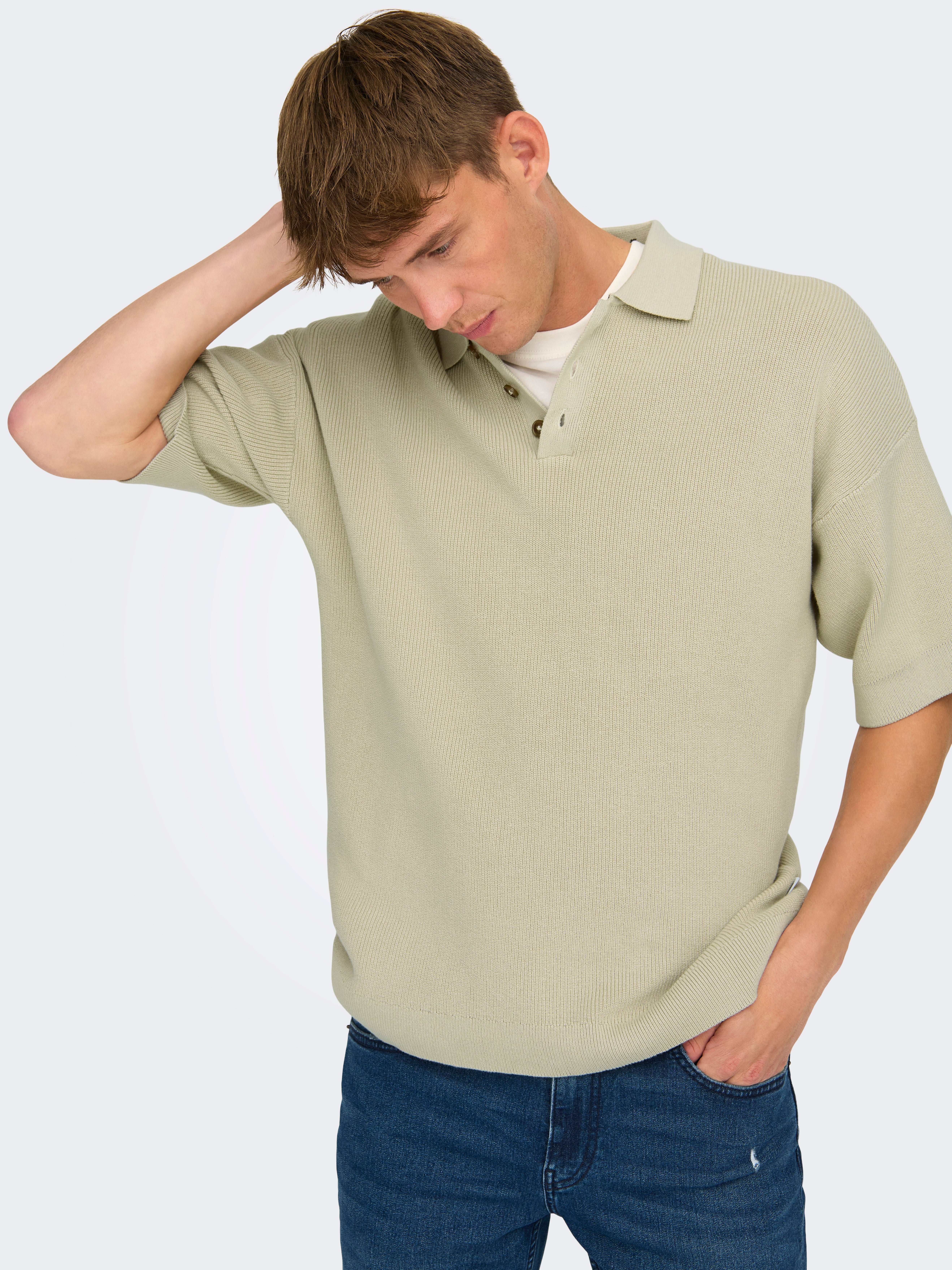 ONSGRIFFIN Knitted Polo-Shirt | Light Grey | ONLY & SONS® ONSGRIFFIN Knitted Polo-Shirt | Light Grey | ONLY & SONS®