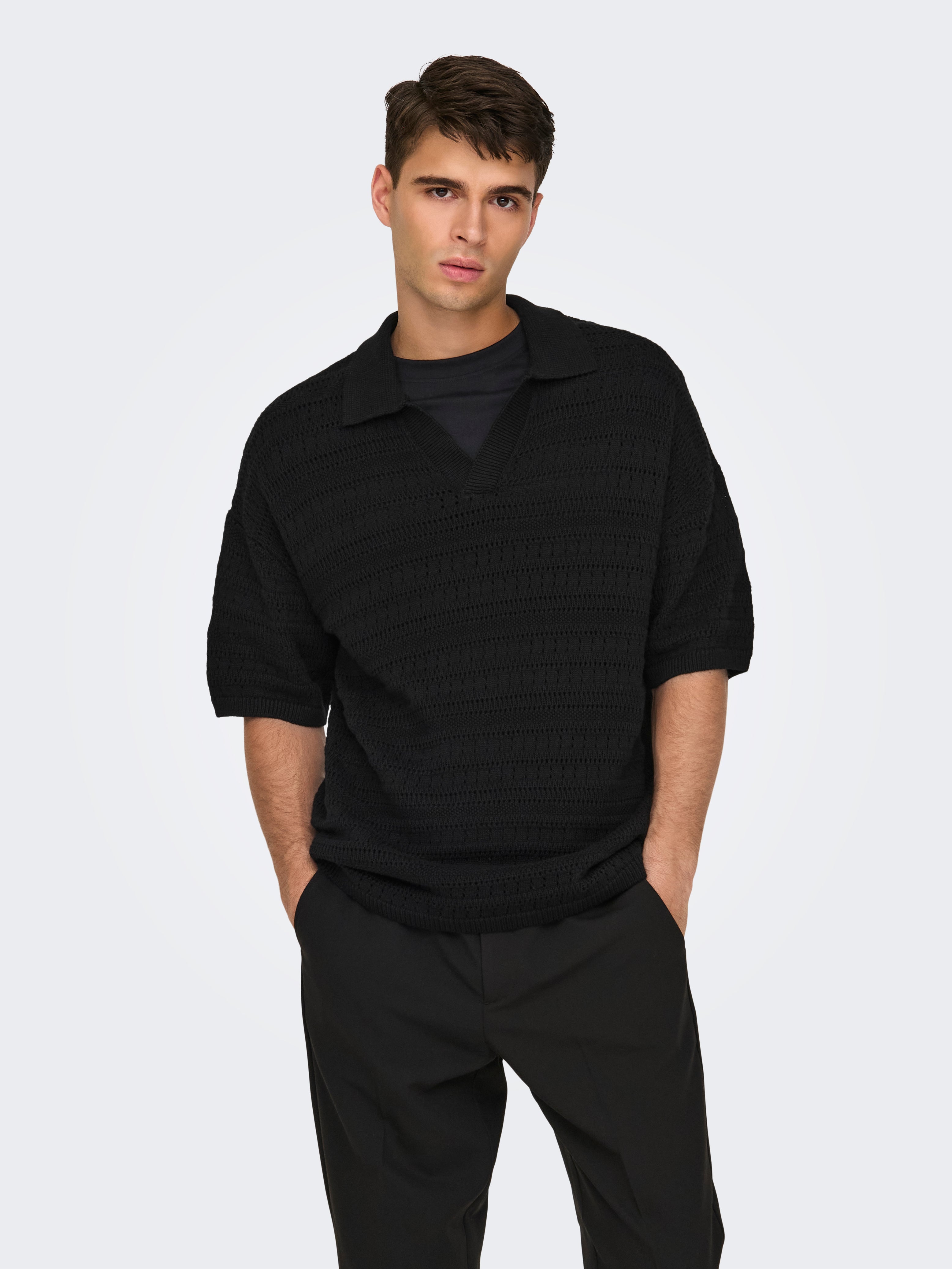 ONSGRAYSON Knit Polo-Shirt | Black | ONLY & SONS®